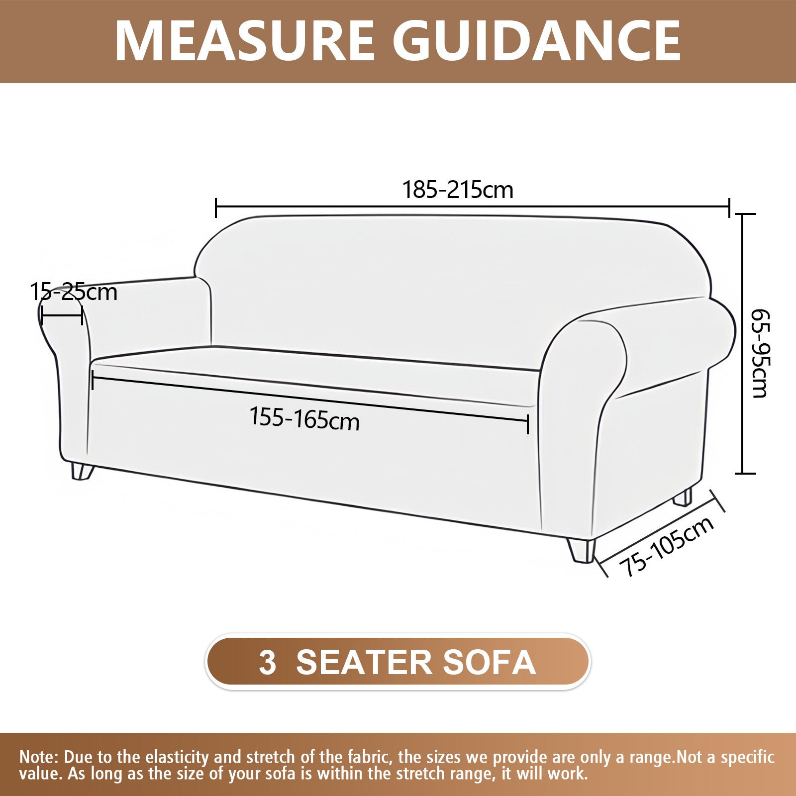 Ystyle 3 Seater Sofa Cover with Armrests, Universal Elastic Sofa Cover, Anti-Scratch for Cat Dogs, Stretch Sofa Cover, Anti-Stain, Non-Slip Sofa Cover