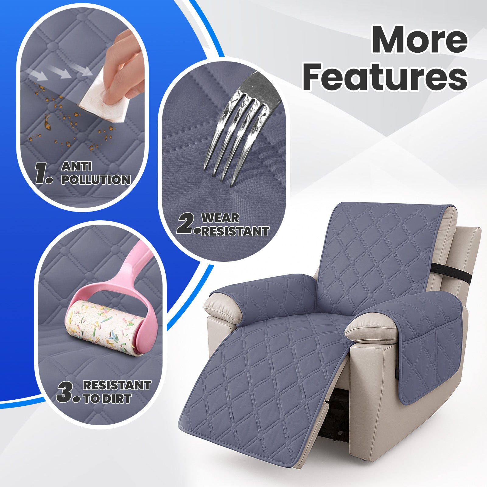 Waterproof Recliner Chair Cover 1 Seater with Armrests