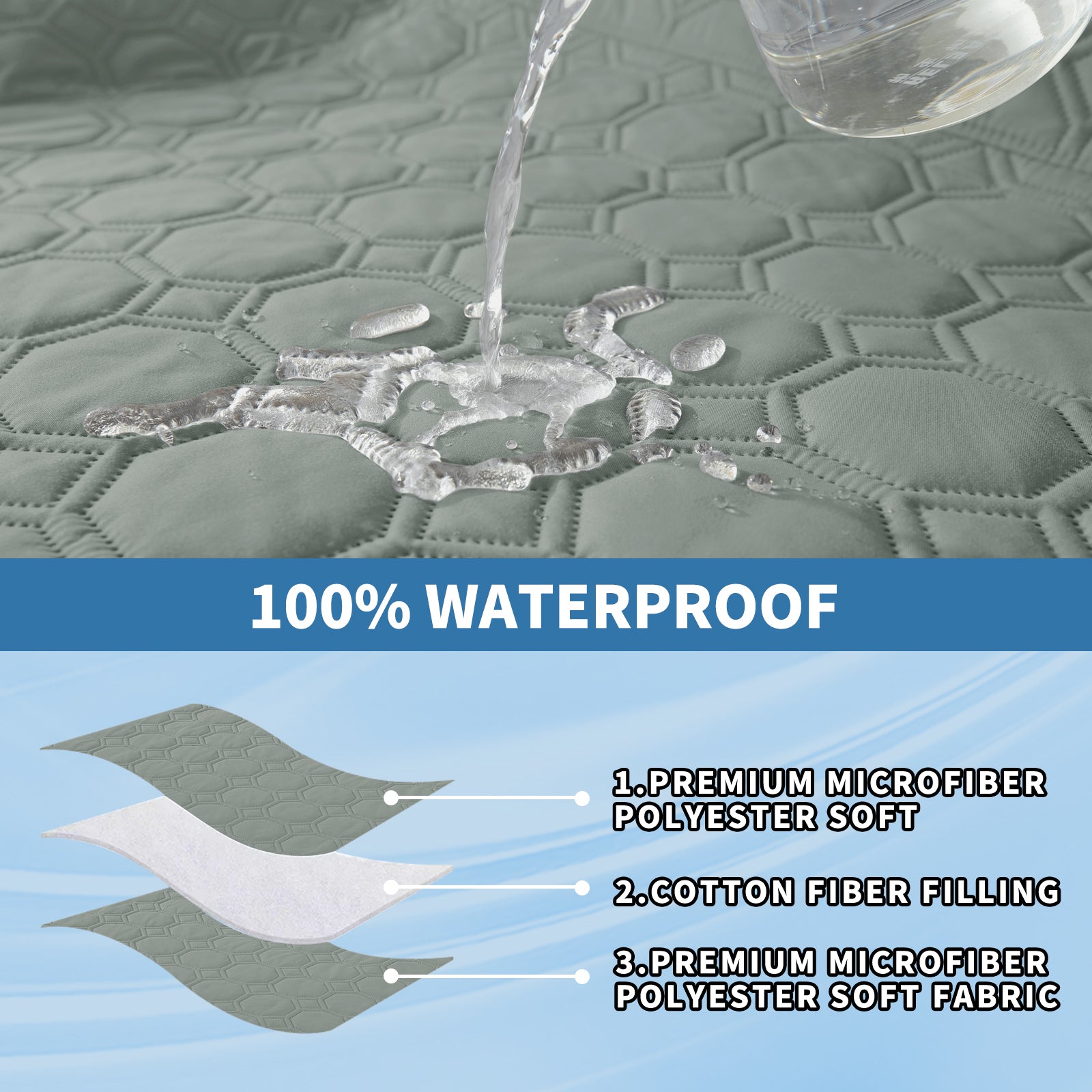 Copertura per divano impermeabile YSTYLE per 3 posti con braccioli, antiscivolo