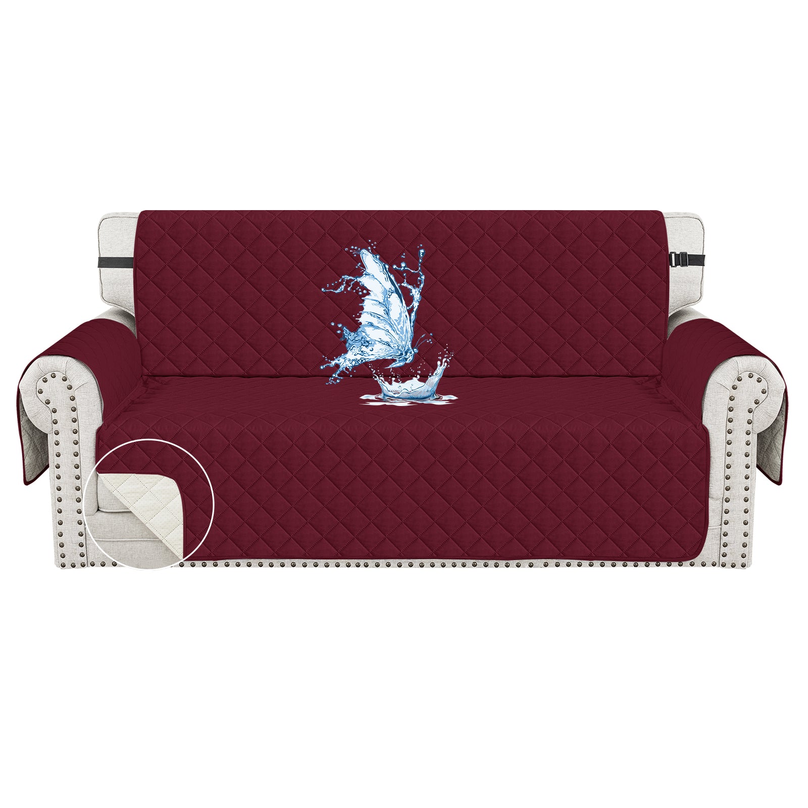 Ystyle Waterproof 3 Seater Sofa Cover with Armrests Side Pockets