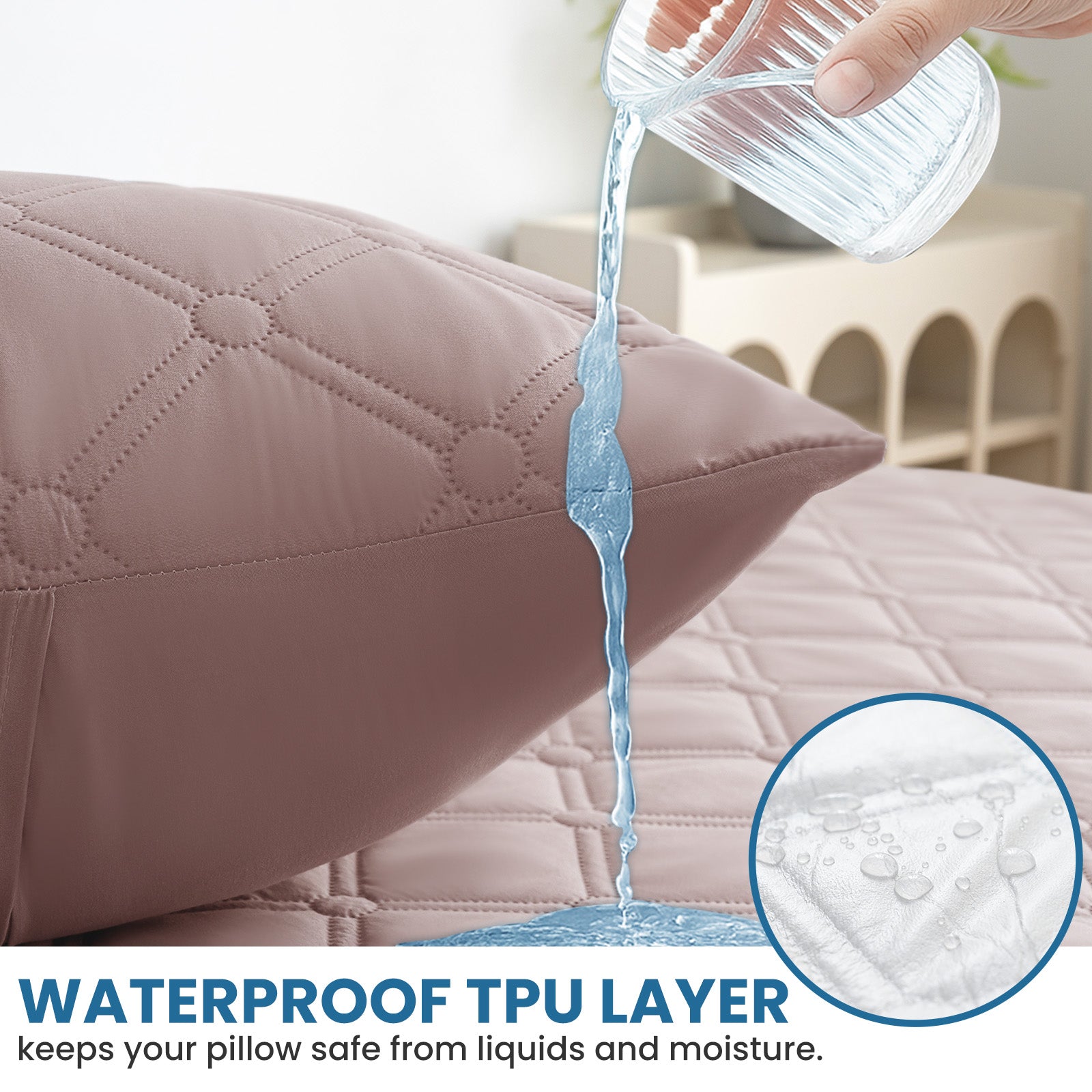 Ystyle Waterproof Pillow Protectors 50x80 cm Set of 2, Scratch-Resistant Pillowcase Covers