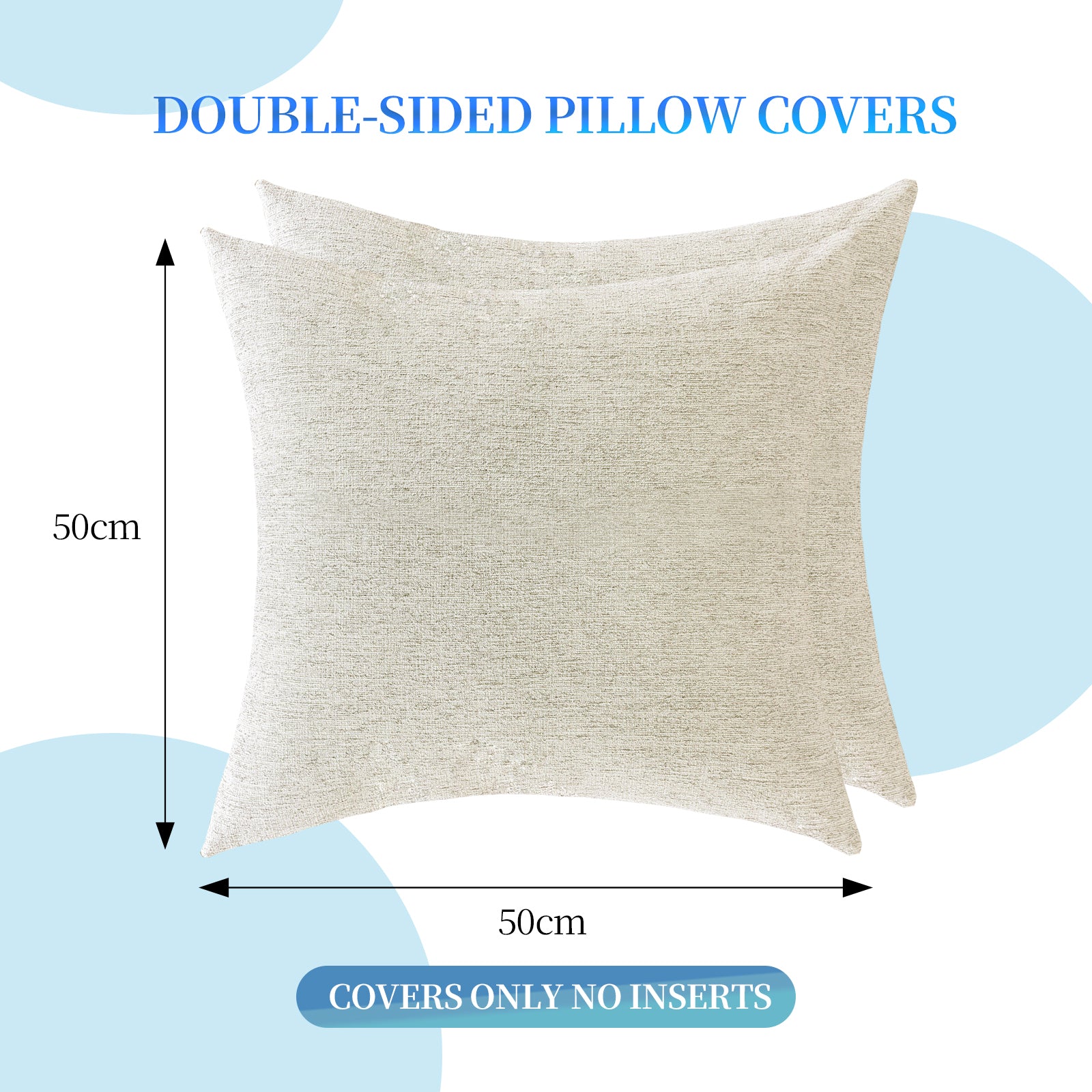 Ystyle 2 Pieces Linen Cushion Covers 50 x 50 cm, Decorative Sofa Cushion Covers, Invisible Zipper, Modern, Comfortable Sturdy, for Living Room, Bedroom