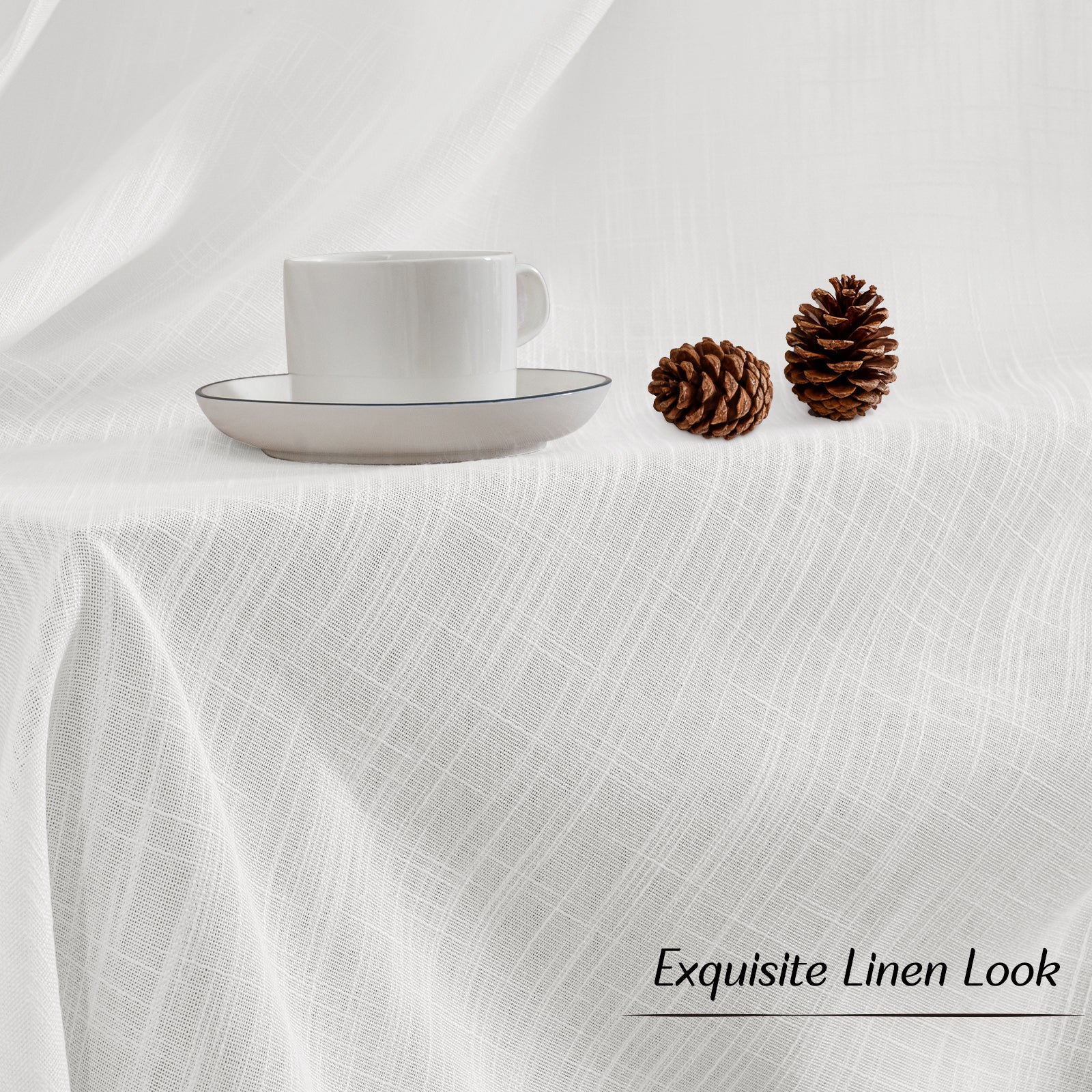 Ystyle 2 Panels Set,  Linen-Effect Indoor Curtains, 70x240 cm, Living Room Window Curtains with Cross Weave, Kitchen Voile Curtains with Rod Pocket, Modern Lightweight Bedroom Curtains