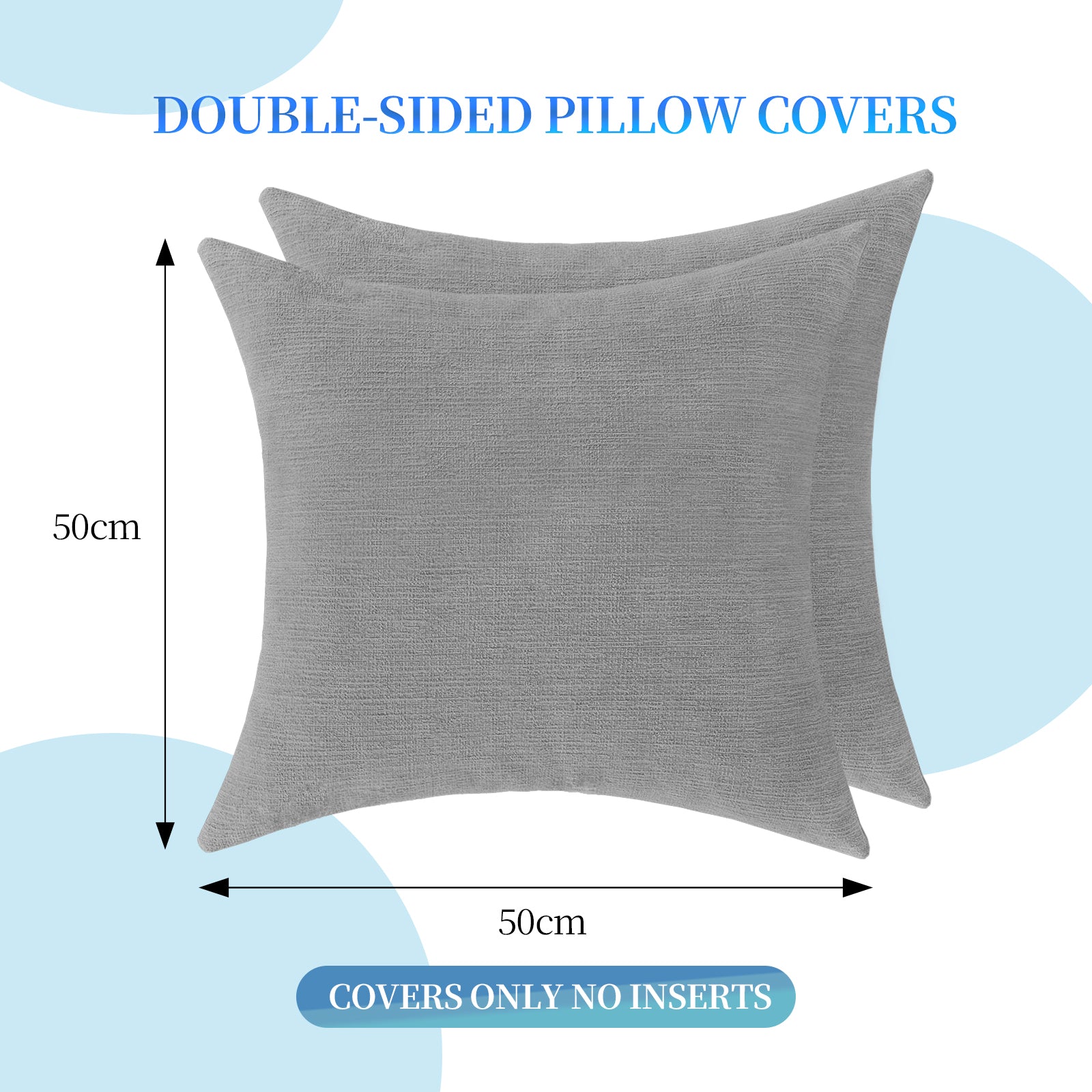 Ystyle 2 Pieces Linen Cushion Covers 50 x 50 cm, Decorative Sofa Cushion Covers, Invisible Zipper, Modern, Comfortable Sturdy, for Living Room, Bedroom