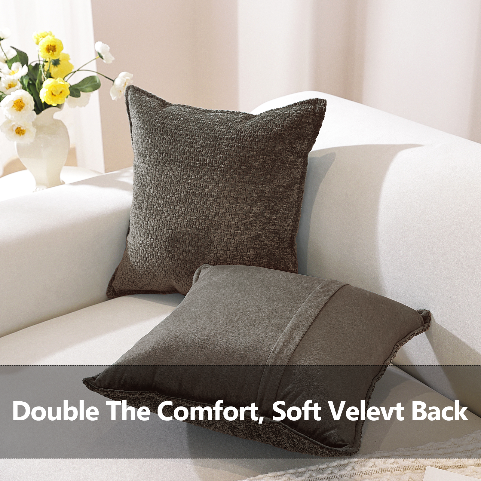 Ystyle Chenille Sofa Cushion Covers 40 x 40 cm, 2 Pieces, Soft Durable Cushion Cover, Cushion Cover with Corazón Shape, Decorative Cushion Covers Living Room