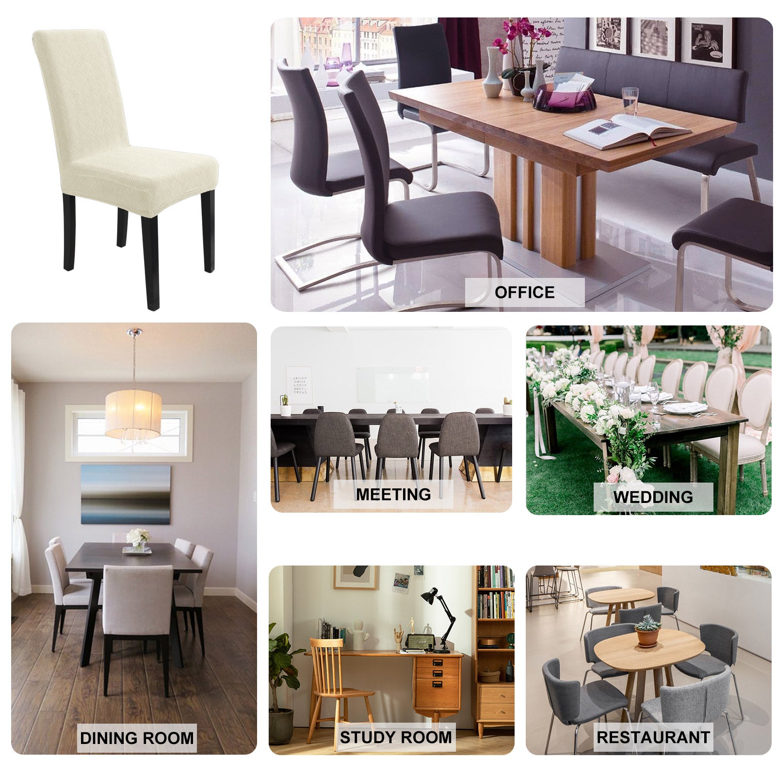 YSTYLE 4 pezzi coprisedie elastici con motivo jacquard a diamante