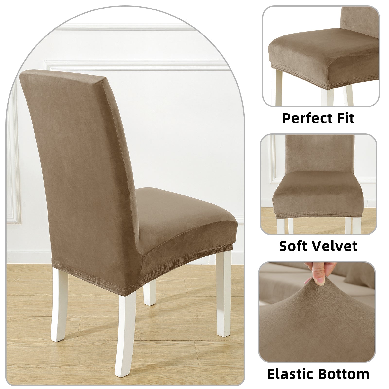 YSTYLE 6 pezzi di coprisedie in velluto elasticizzato con schienale