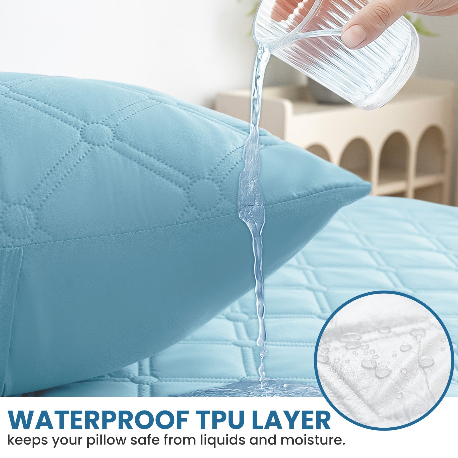 Ystyle Waterproof Pillow Protectors 50x80 cm Set of 2, Scratch-Resistant Pillowcase Covers