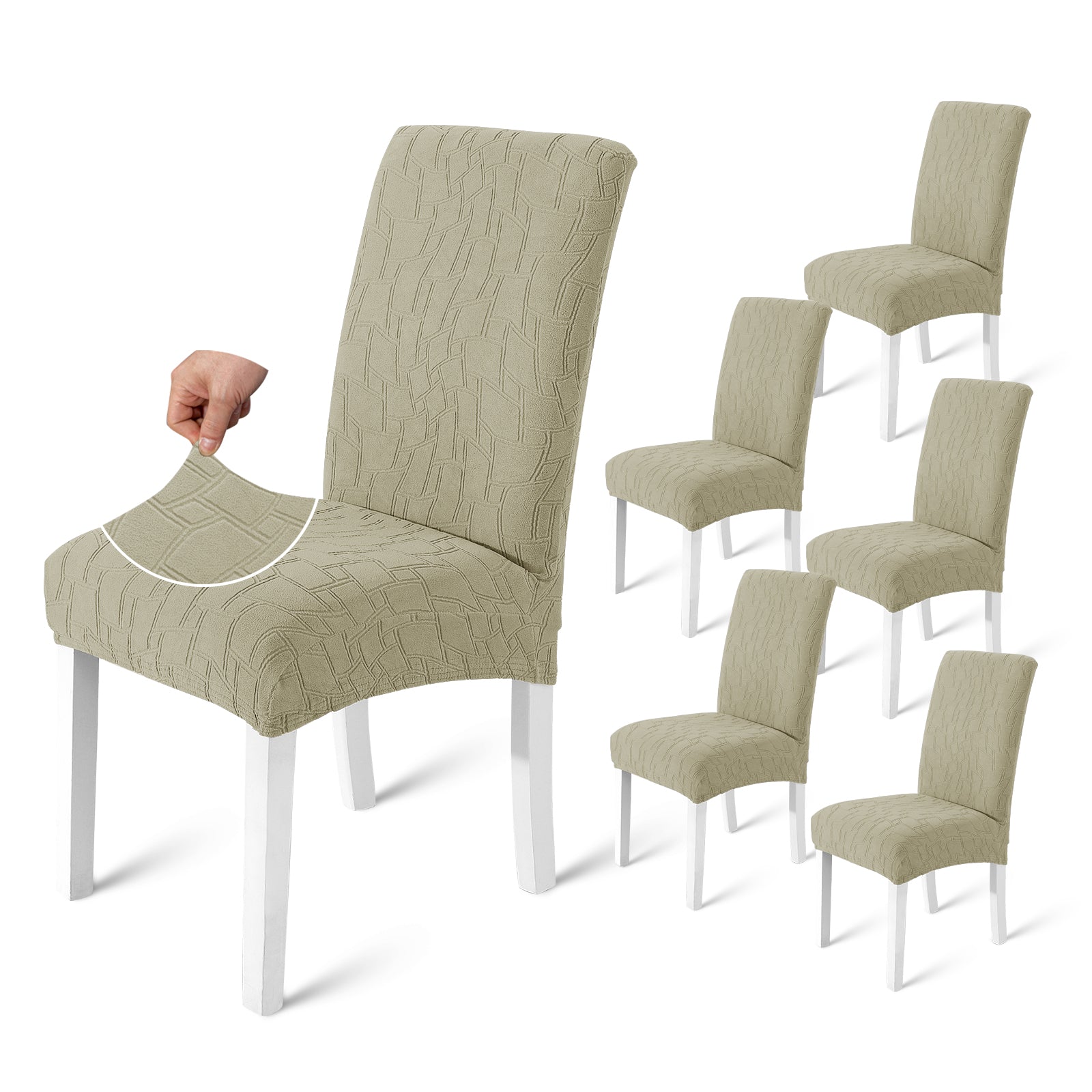 Ystyle 6-Piece Chair Covers with Backrest, Elastic Living Room Kitchen Chair Slipcovers, Soft Comfortable Anti-Scratch Chair Covers, Easy to Clean and Durable, Washable Removable