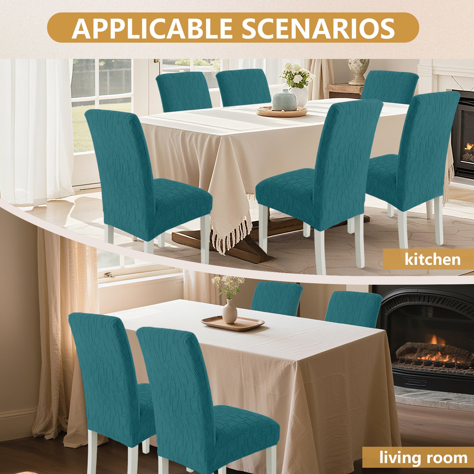 Ystyle 6-Piece Chair Covers with Backrest, Elastic Living Room Kitchen Chair Slipcovers, Soft Comfortable Anti-Scratch Chair Covers, Easy to Clean and Durable, Washable Removable