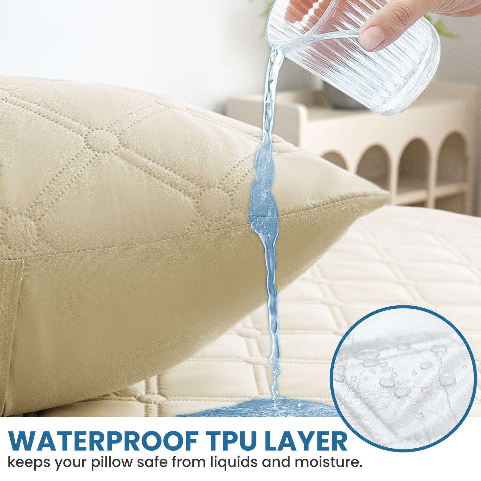 Ystyle Waterproof Pillow Protectors 50x80 cm Set of 2, Scratch-Resistant Pillowcase Covers