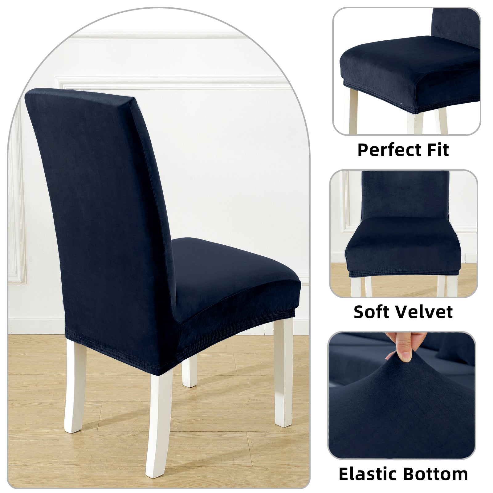 YSTYLE 6 pezzi di coprisedie in velluto elasticizzato con schienale