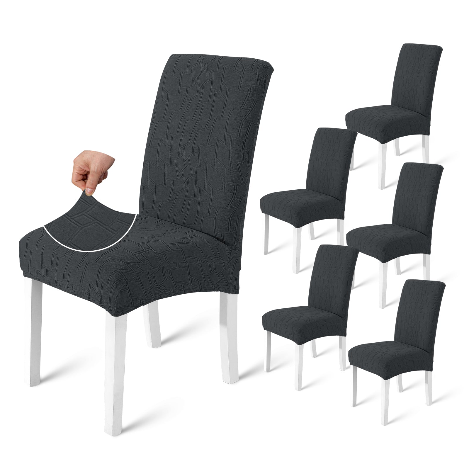 Ystyle 6-Piece Chair Covers with Backrest, Elastic Living Room Kitchen Chair Slipcovers, Soft Comfortable Anti-Scratch Chair Covers, Easy to Clean and Durable, Washable Removable