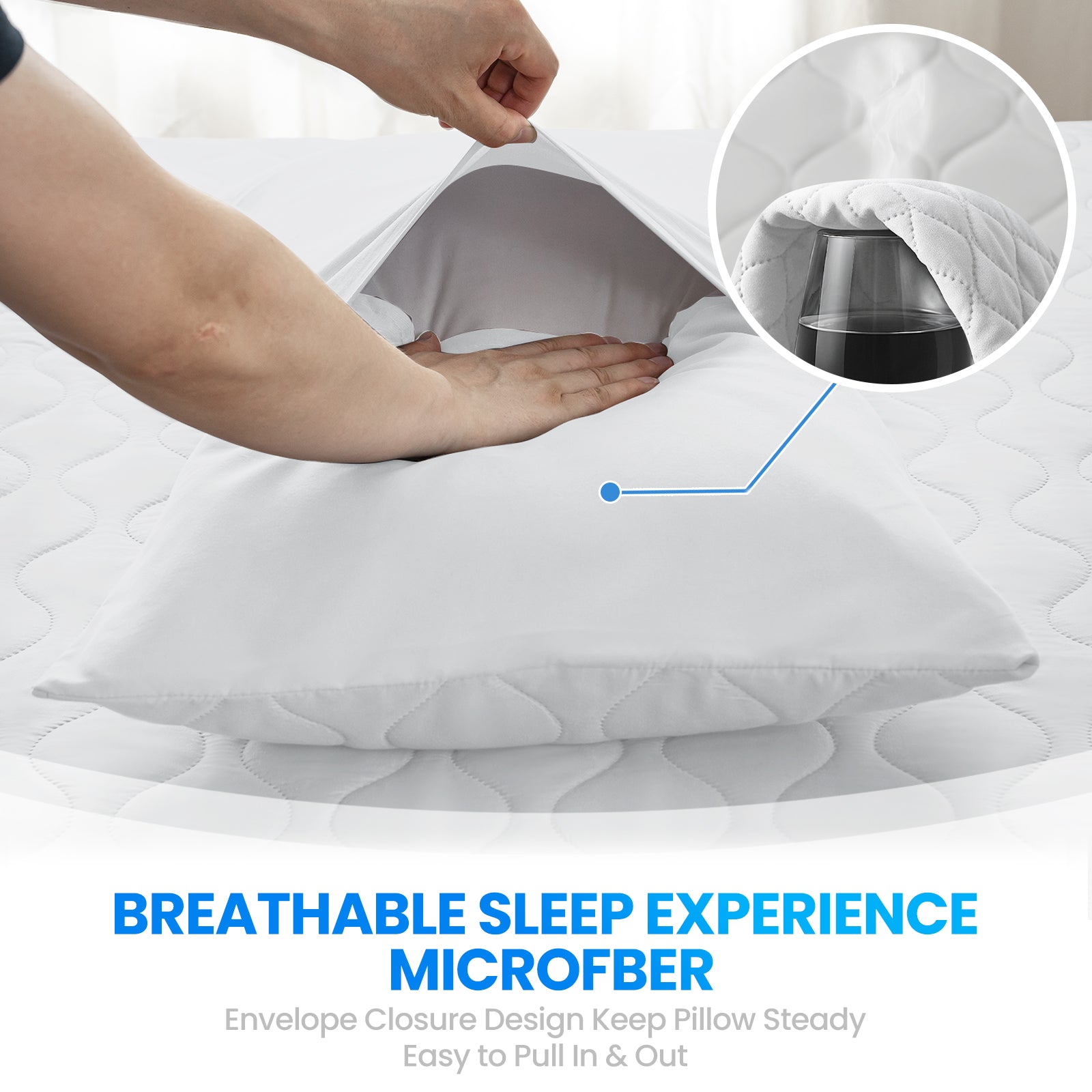 YSTYLE 2 Waterproof Pillowcases 50x80cm Breathable Anti Mite-YSTYLE