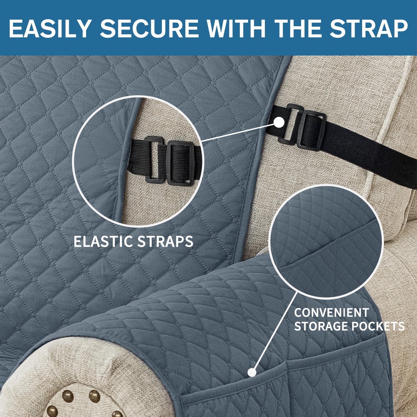 Copertura per divano impermeabile YSTYLE per 3 posti con braccioli, antiscivolo