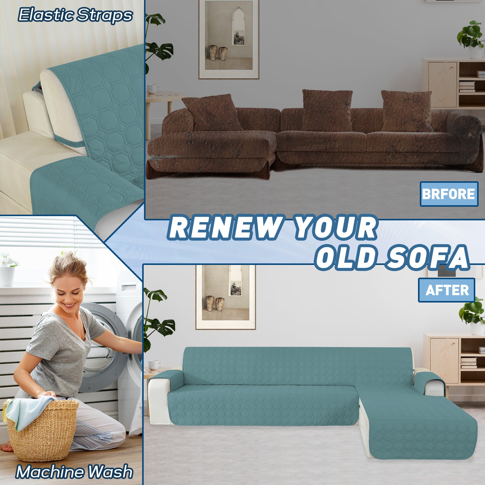 Copertura Impermeabile Reversibile per Divano Angolare a 2 Posti Penisola | YSTYLE