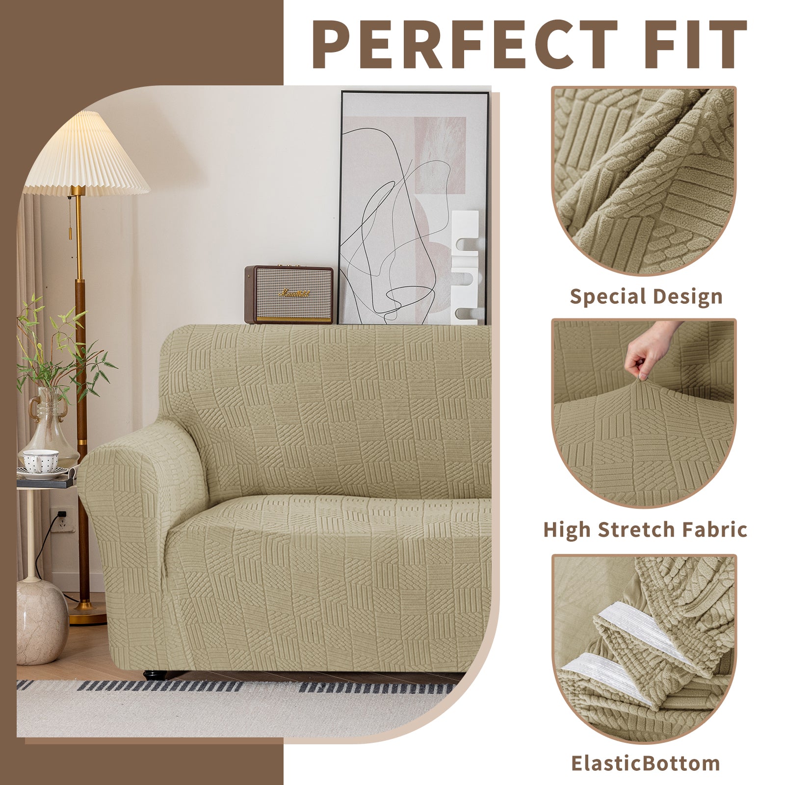 Copertura per divano a 3 posti YSTYLE Stretch 180-234 cm con motivo geometrico