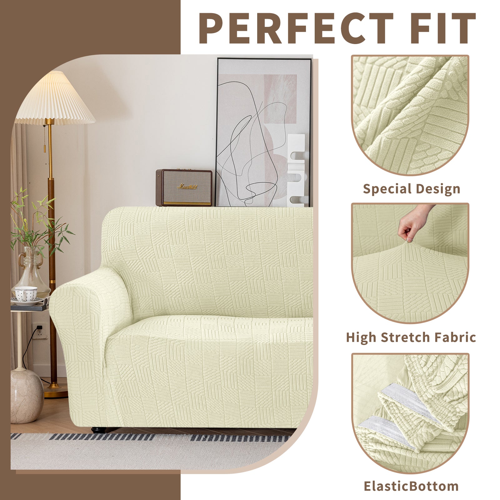 Copertura per divano a 3 posti YSTYLE Stretch 180-234 cm con motivo geometrico