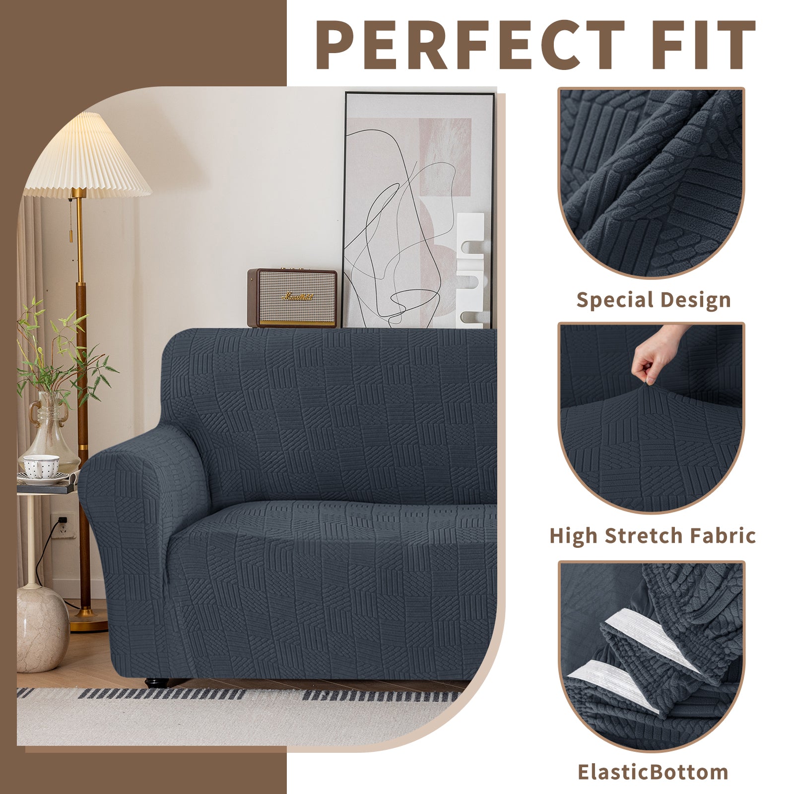 Copertura per divano a 3 posti YSTYLE Stretch 180-234 cm con motivo geometrico