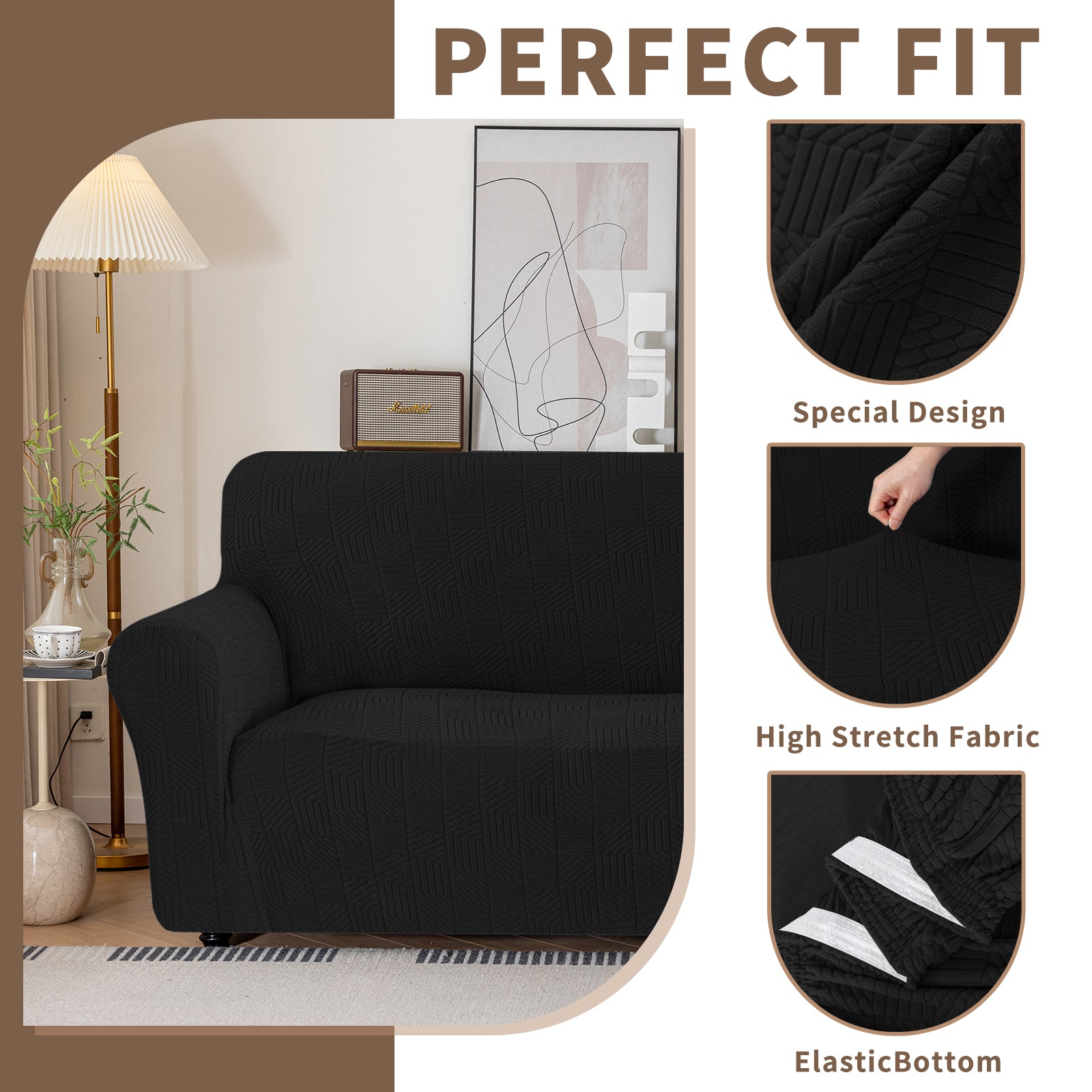 Copertura per divano a 3 posti YSTYLE Stretch 180-234 cm con motivo geometrico