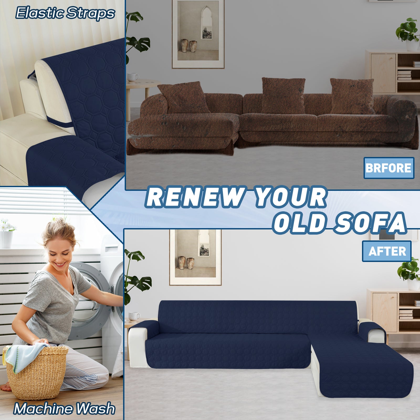 Copertura Impermeabile Reversibile per Divano Angolare a 2 Posti Penisola | YSTYLE