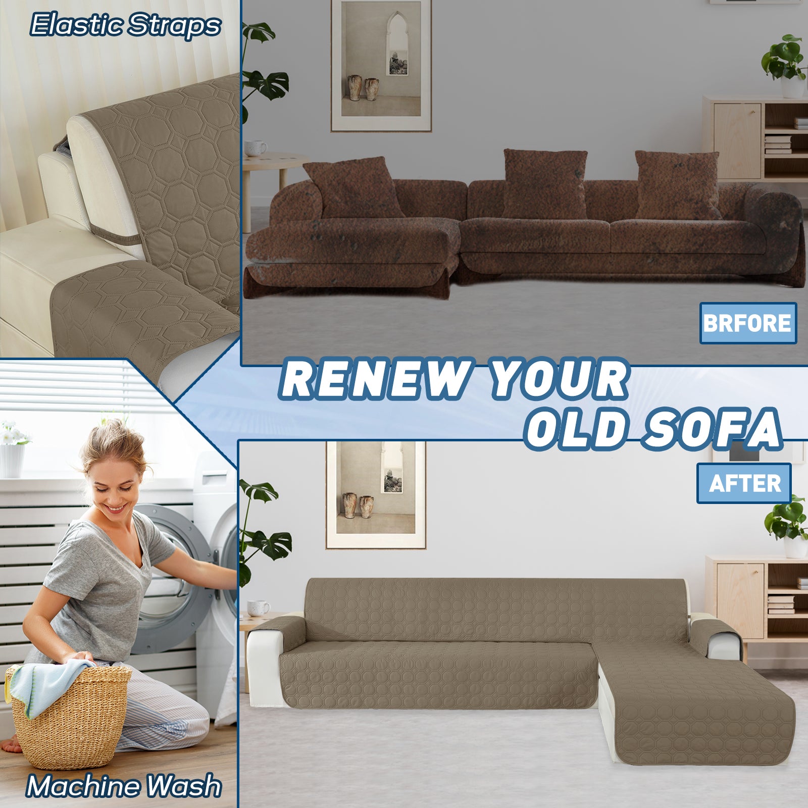 Copertura Impermeabile Reversibile per Divano Angolare a 2 Posti Penisola | YSTYLE