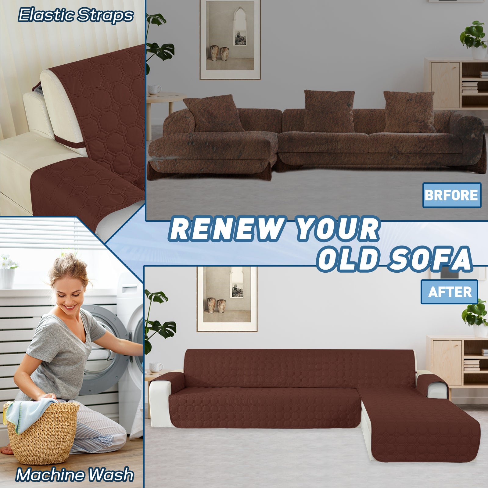 Copertura Impermeabile Reversibile per Divano Angolare a 2 Posti Penisola | YSTYLE