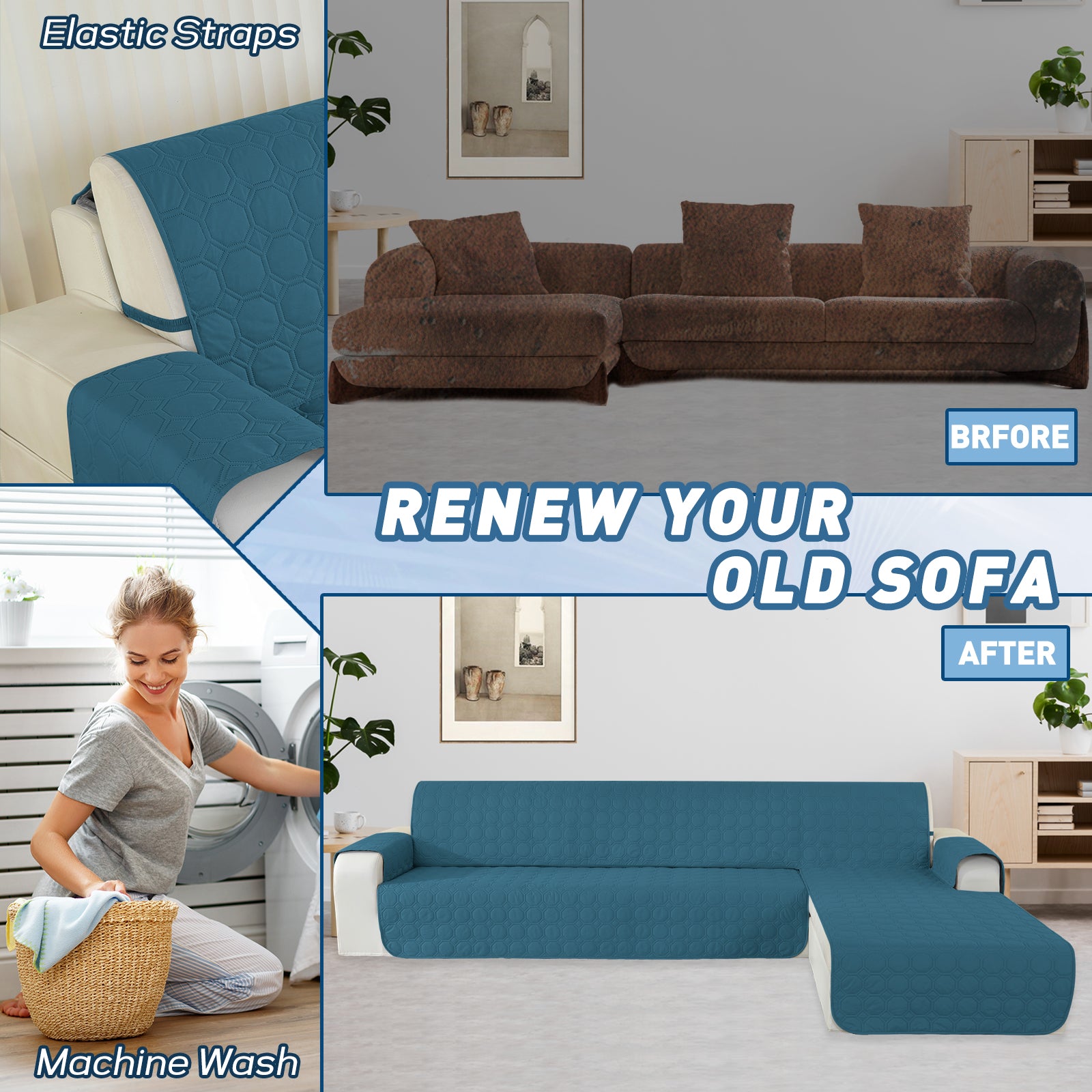 Copertura Impermeabile Reversibile per Divano Angolare a 2 Posti Penisola | YSTYLE