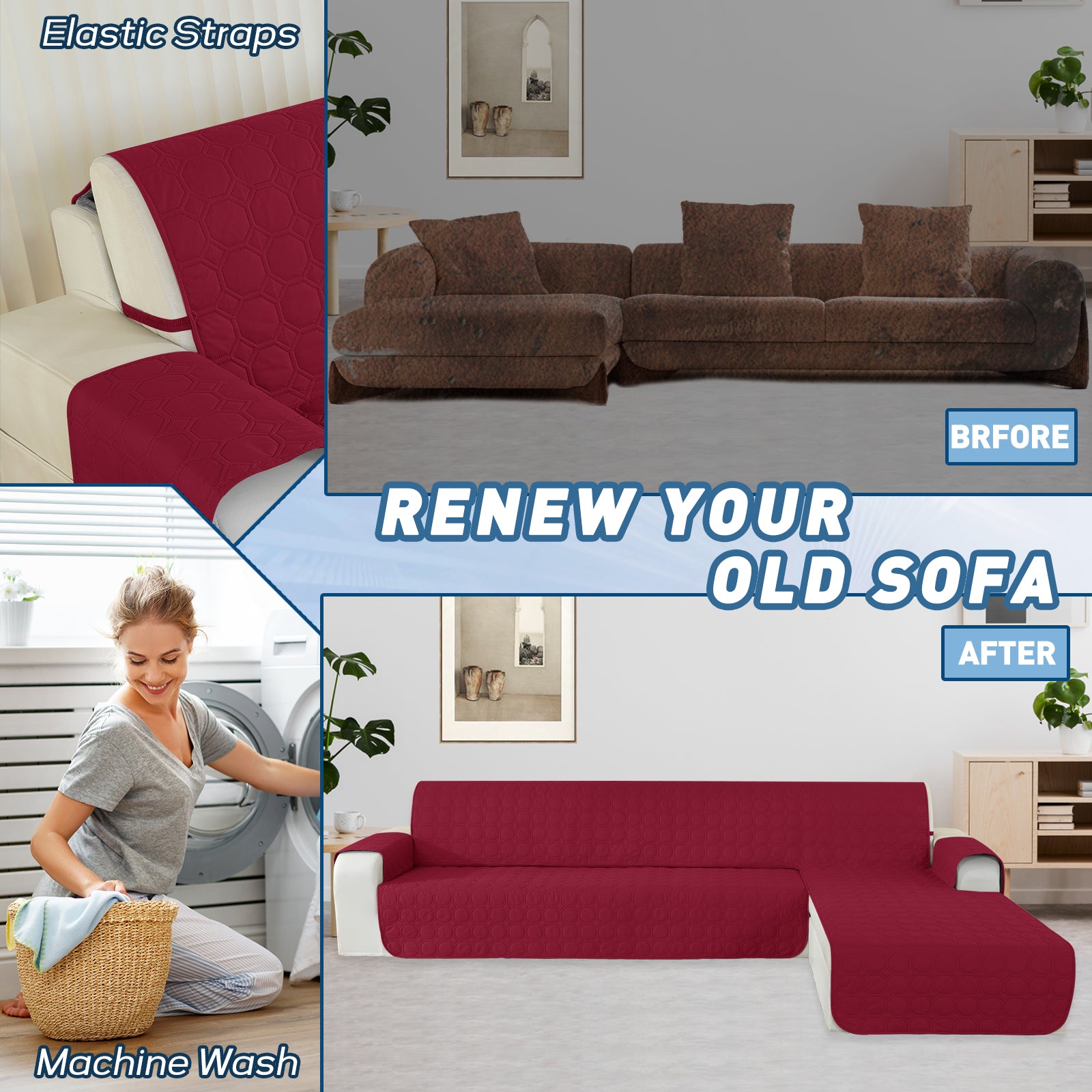 Copertura Impermeabile Reversibile per Divano Angolare a 2 Posti Penisola | YSTYLE