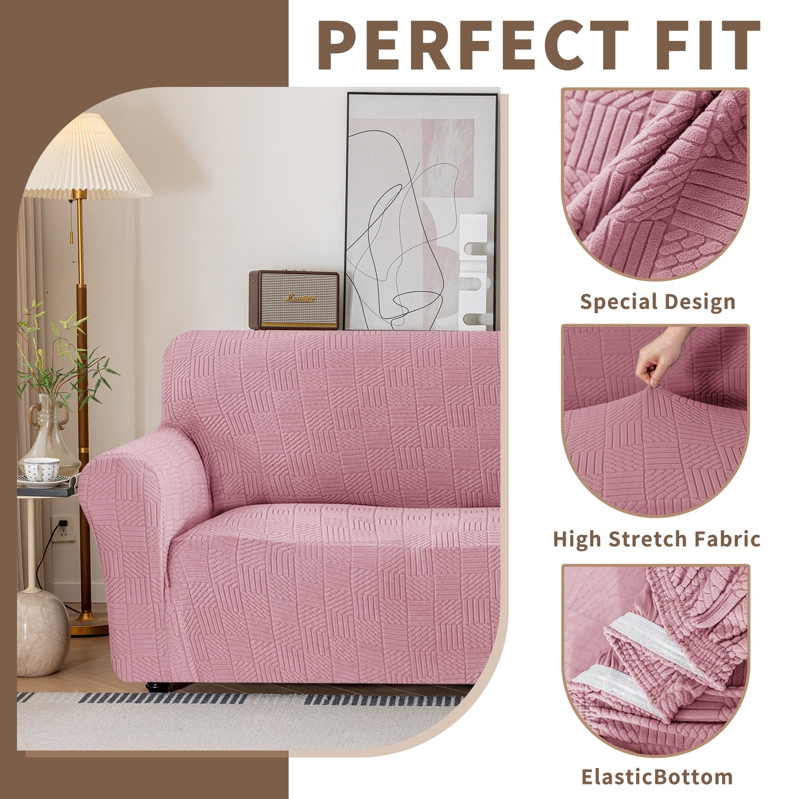 Copertura per divano a 3 posti YSTYLE Stretch 180-234 cm con motivo geometrico