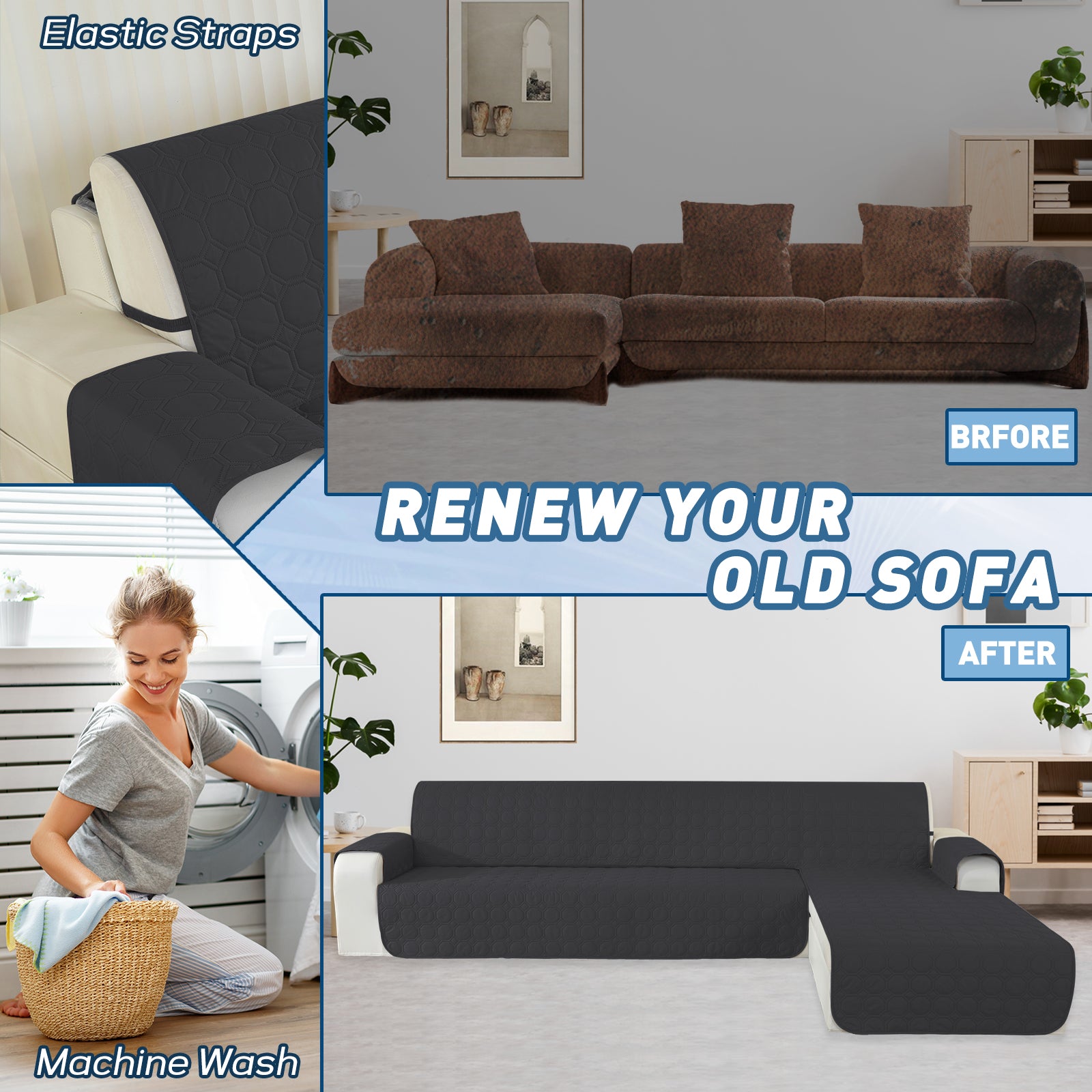 Copertura Impermeabile Reversibile per Divano Angolare a 2 Posti Penisola | YSTYLE