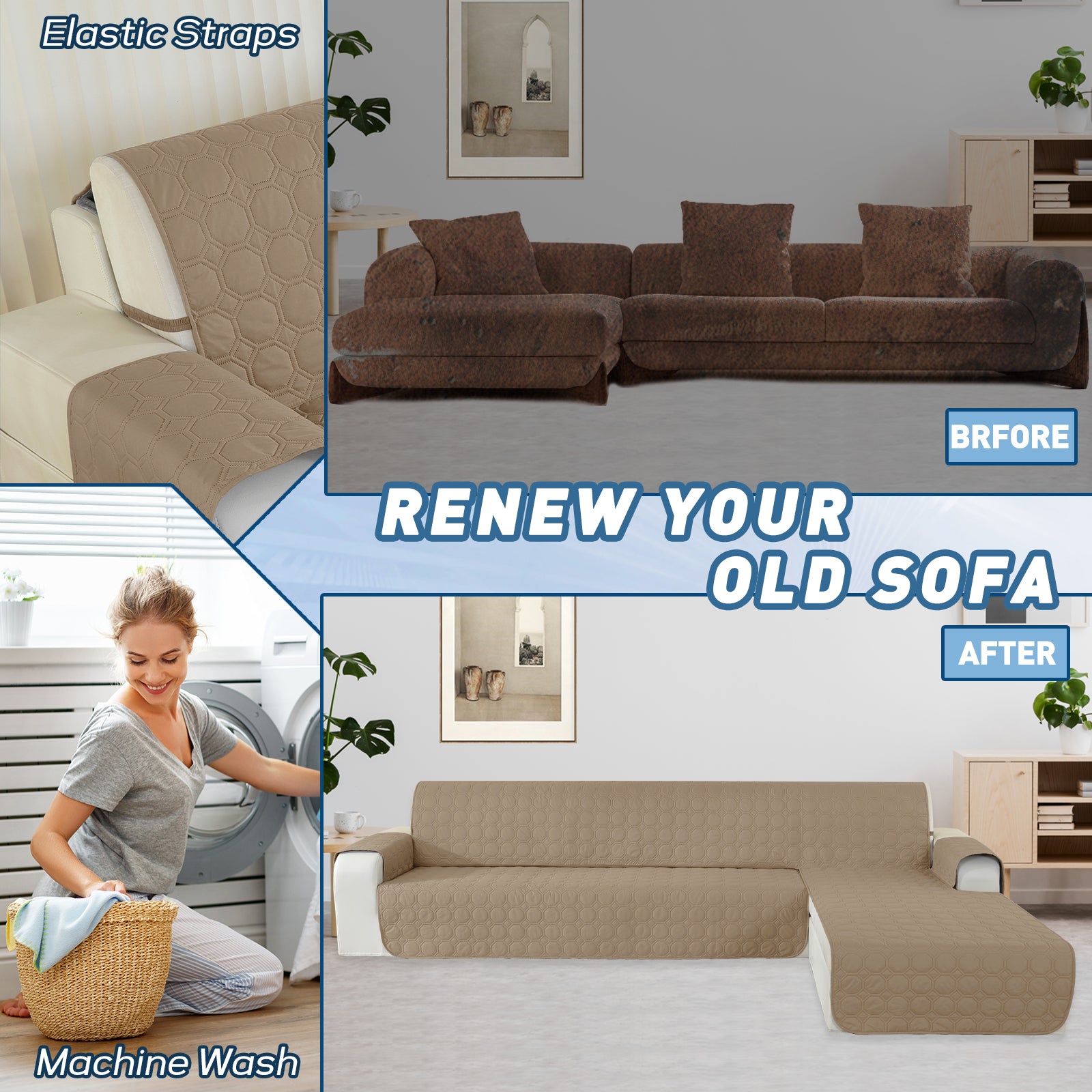 Copertura Impermeabile Reversibile per Divano Angolare a 2 Posti Penisola | YSTYLE