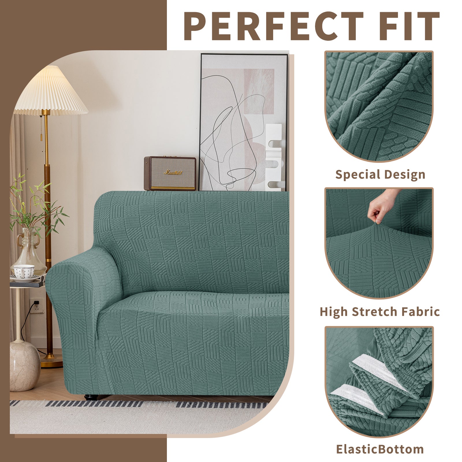 Copertura per divano a 3 posti YSTYLE Stretch 180-234 cm con motivo geometrico