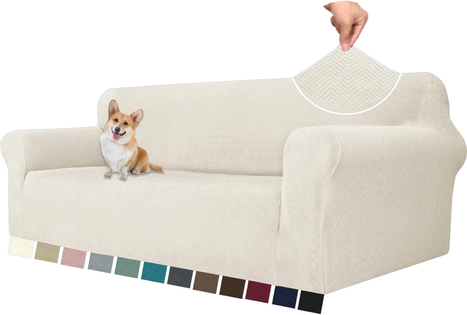 YSTYLE Cubierta de Sofá para 4 Personas – Ajuste Elástico, Antideslizante, Resistente a los Animales Domésticos, Cobertura Completa, Lavable, Diamante 