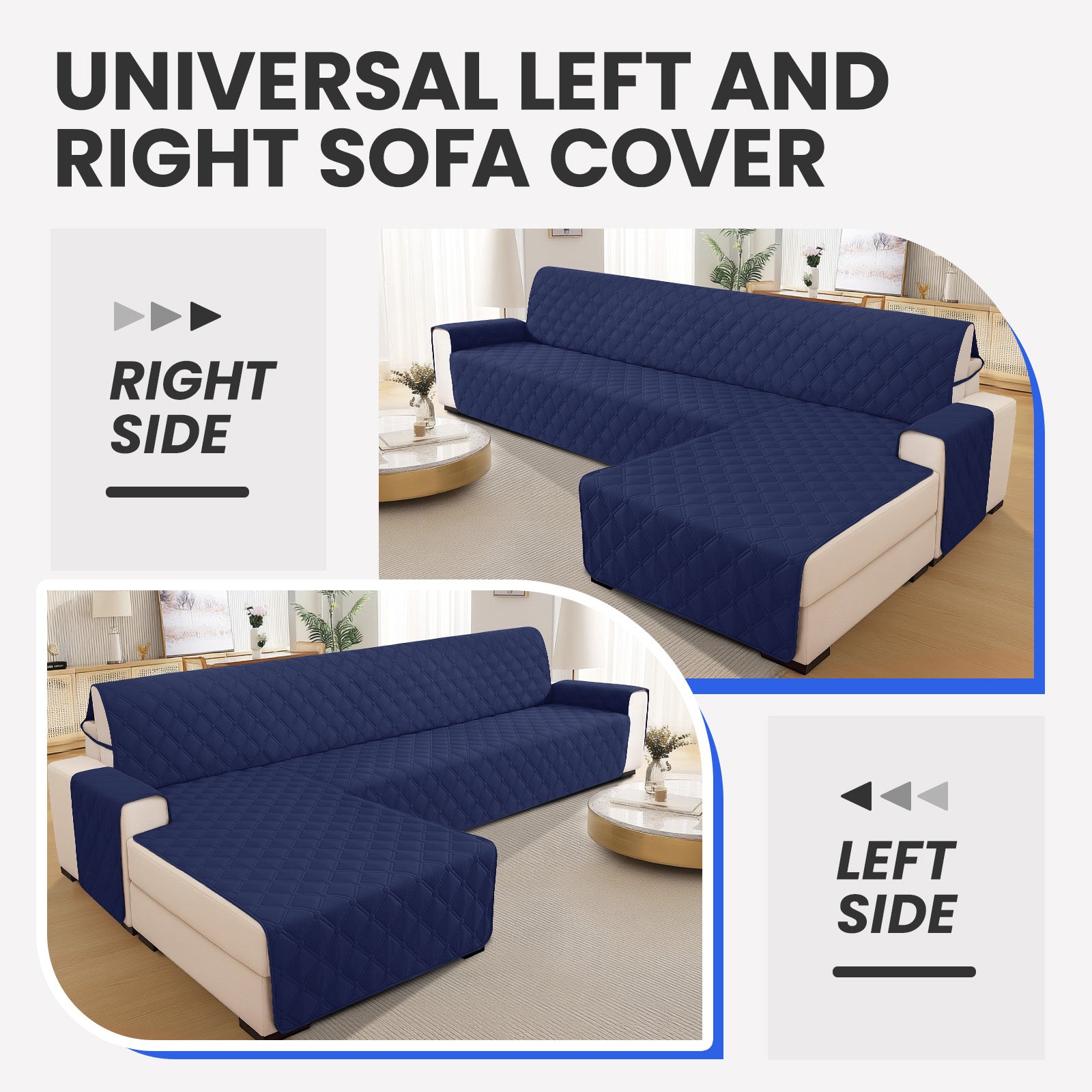 Ystyle Waterproof 3 Seater Corner Sofa Cover Reversible 225 cm