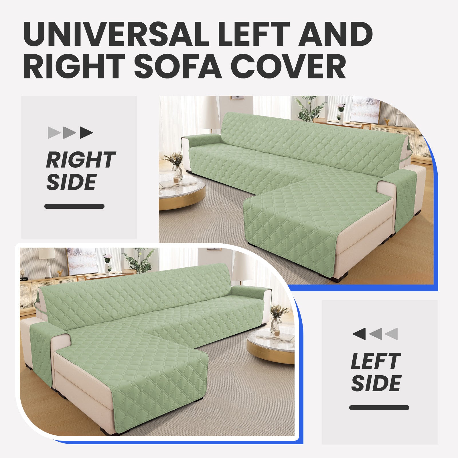Ystyle Waterproof 3 Seater Corner Sofa Cover Reversible 225 cm
