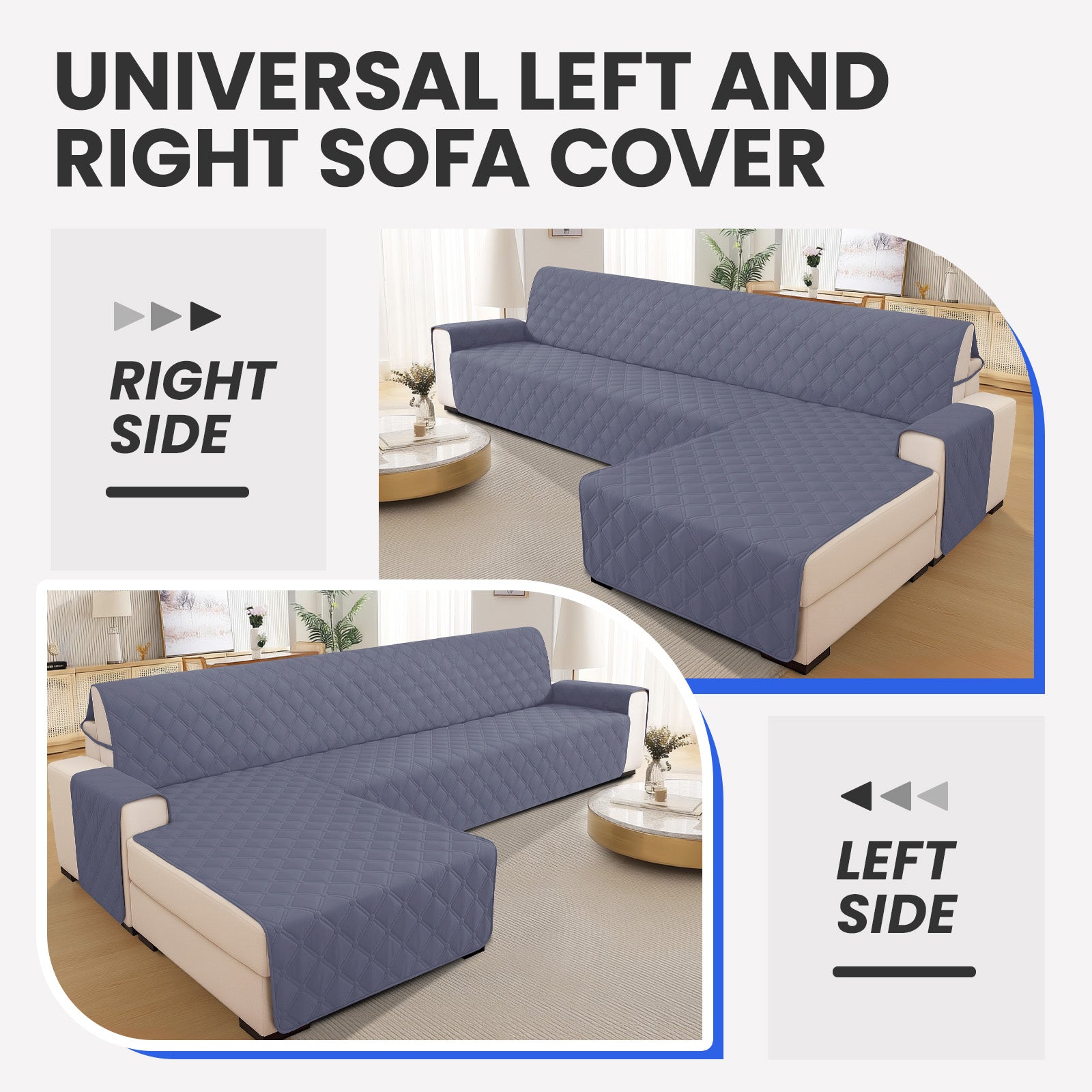 Ystyle Waterproof 3 Seater Corner Sofa Cover Reversible 225 cm