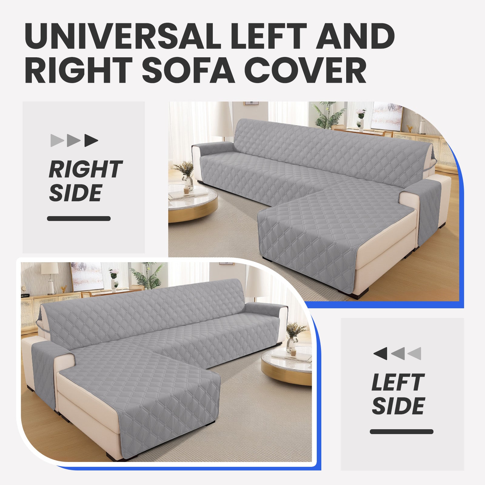 Ystyle Waterproof 3 Seater Corner Sofa Cover Reversible 225 cm