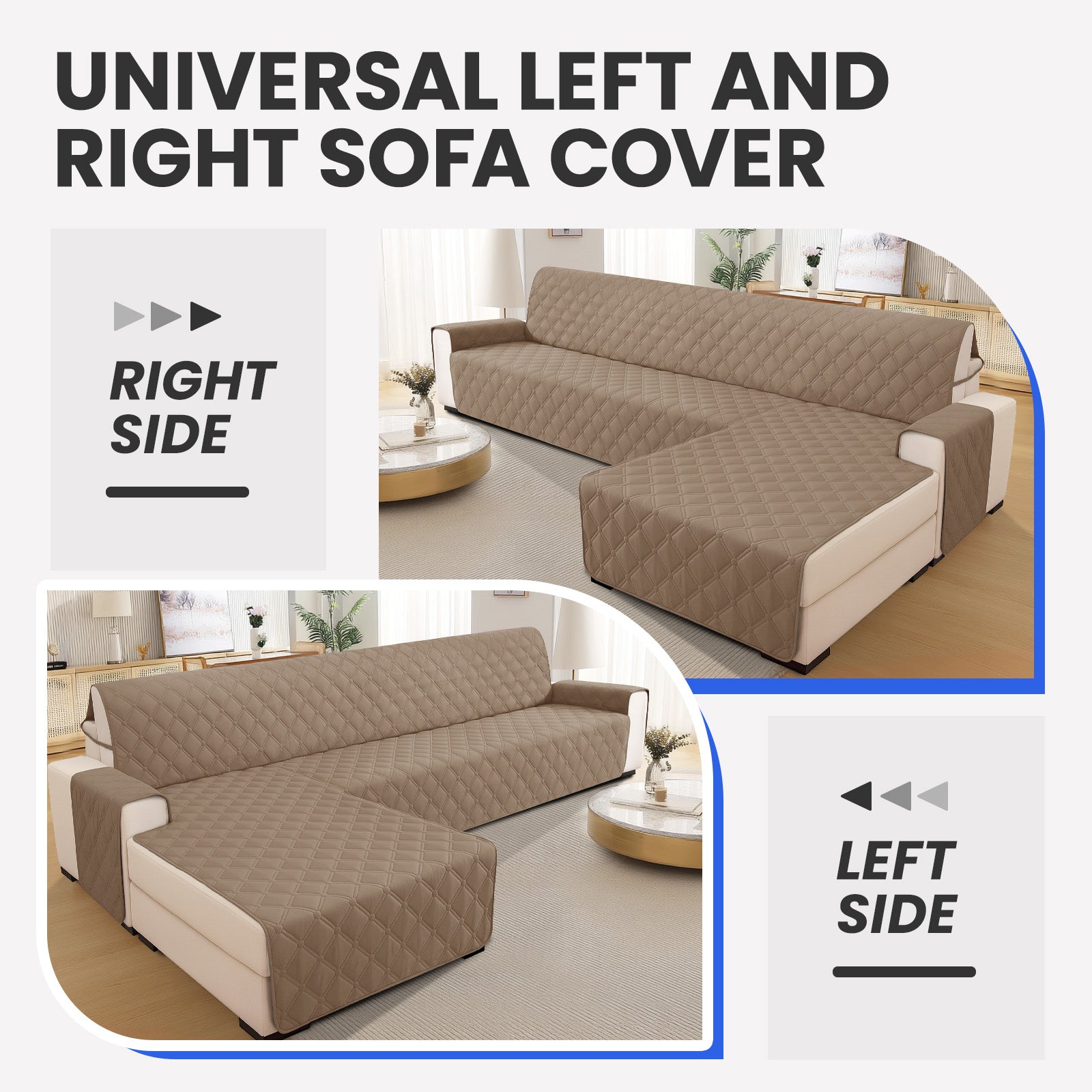 Ystyle Waterproof 3 Seater Corner Sofa Cover Reversible 225 cm