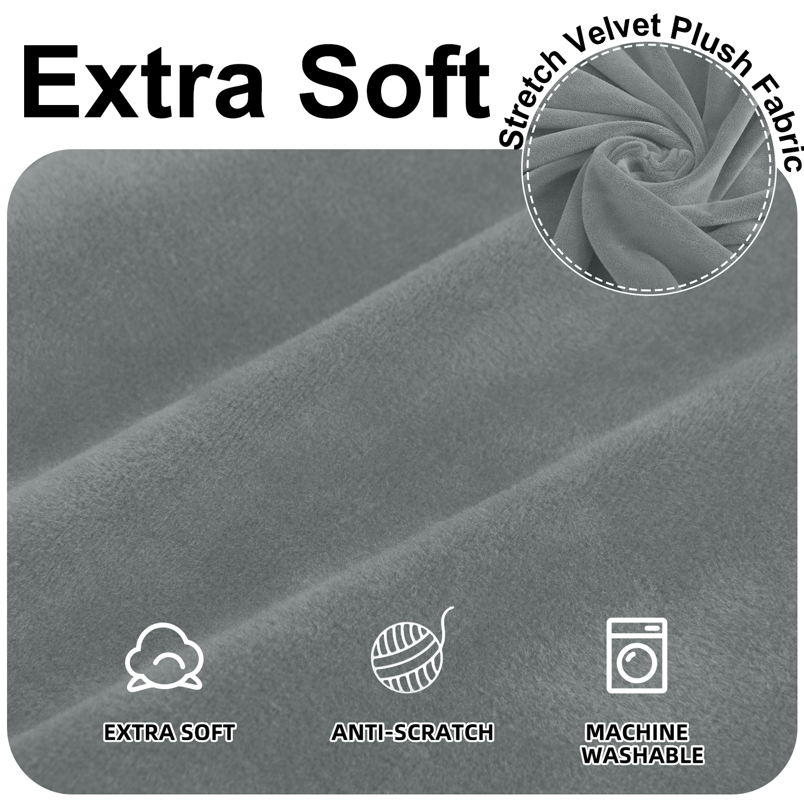 YSTYLE Velvet Cubierta de Sofá para 3 Personas – Ajuste Elástico, Anti-Rasguño, Amigable con Mascotas, Antideslizante, Lavable 