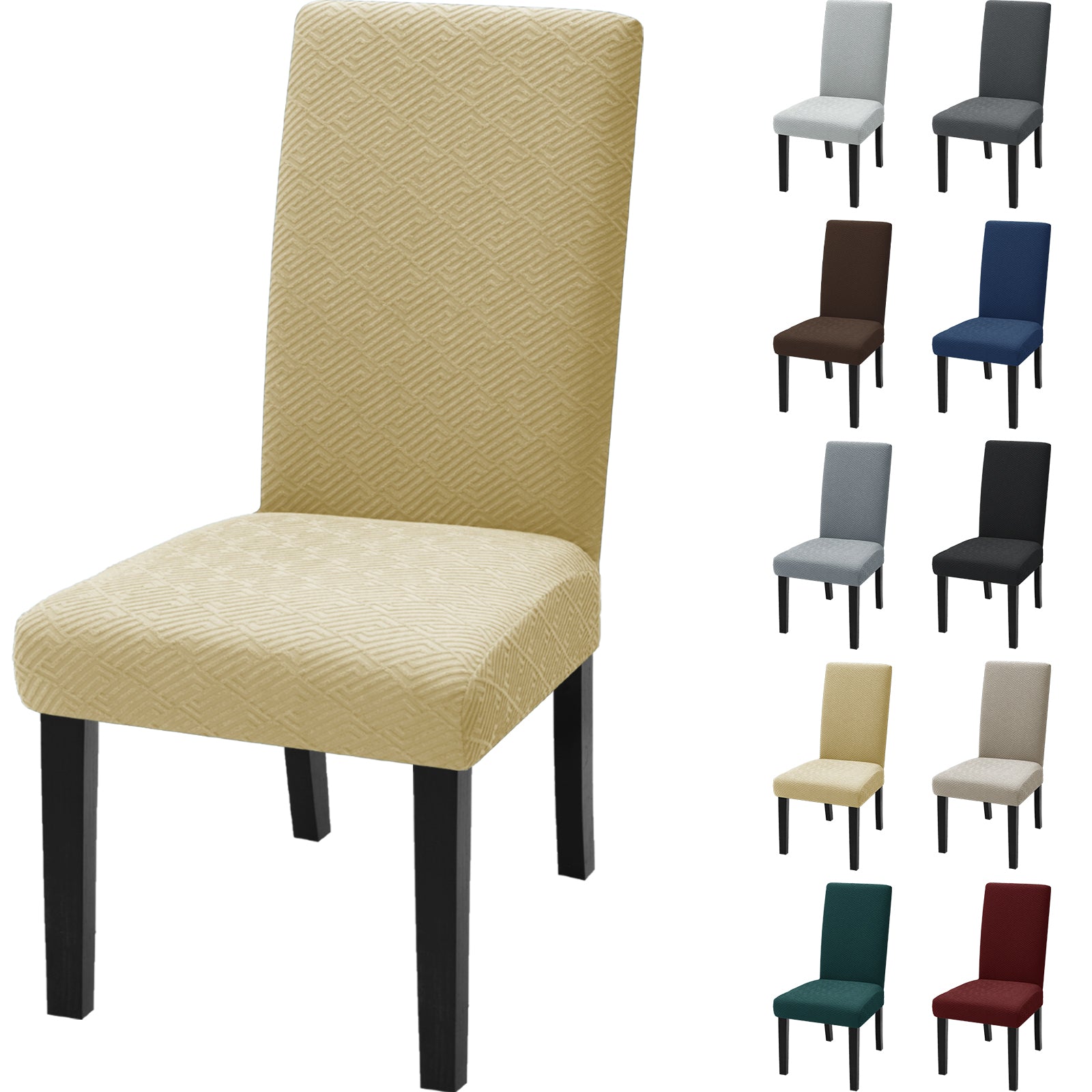 YSTYLE Lot de 4 Housses de Chaise Extensibles Avec Dossier Tissu Doux
