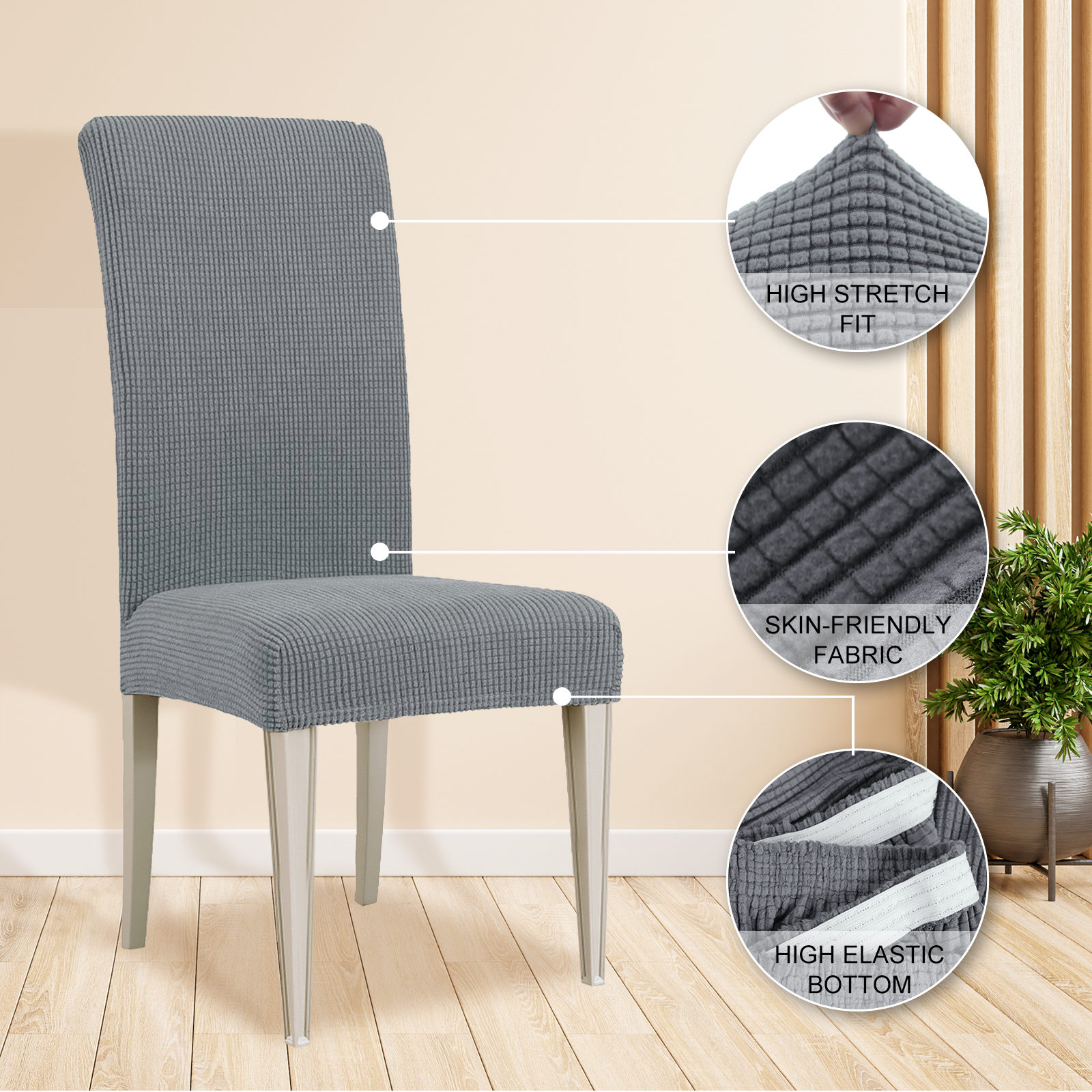 YSTYLE 6 Pieces Stretch Dining Chair Covers Jacquard Pattern