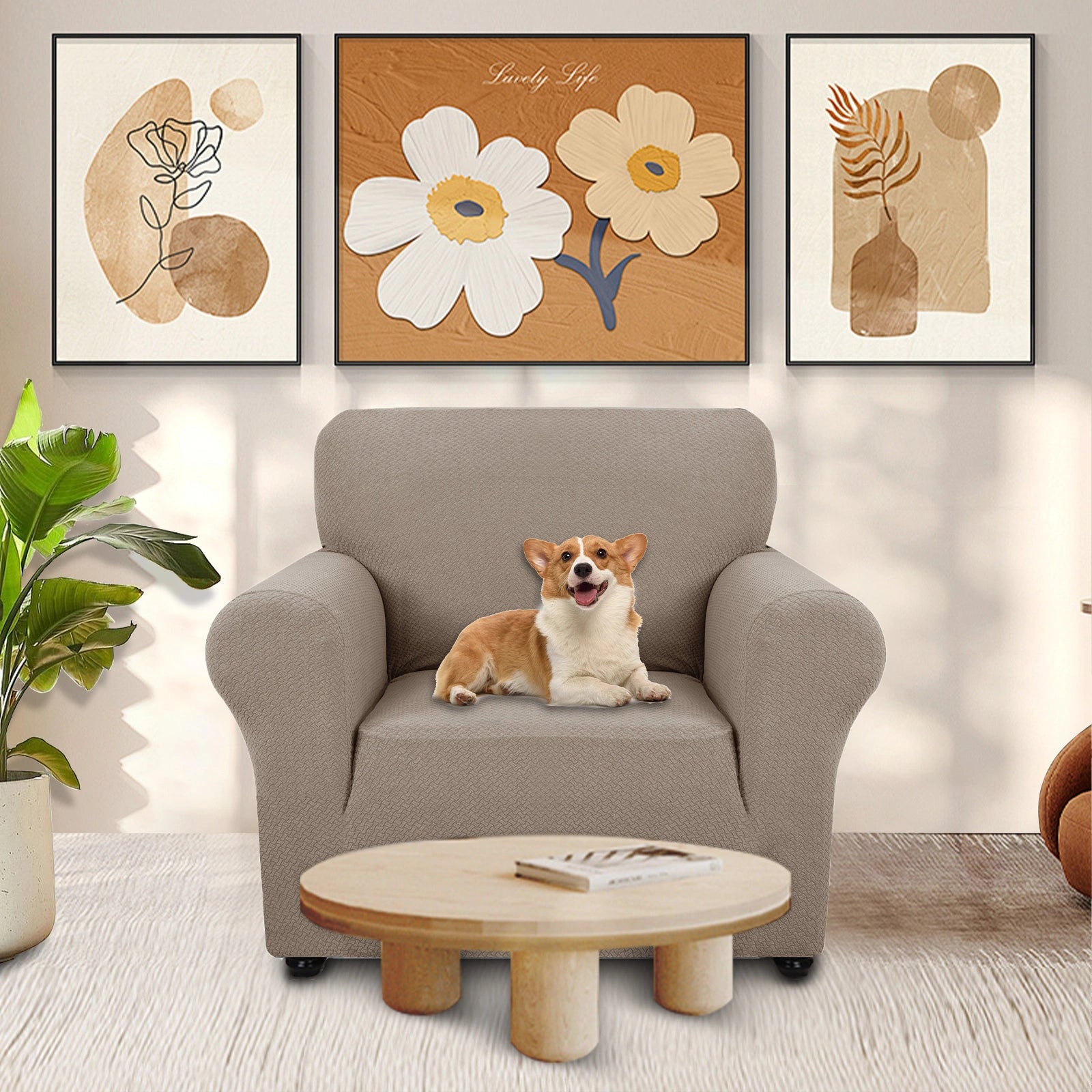 YSTYLE Cubierta de Sofá para 1 Asiento – Jacquard Elástico, Antideslizante, A prueba de Gatos, Lavable, Cubierta Completa-Enlace 