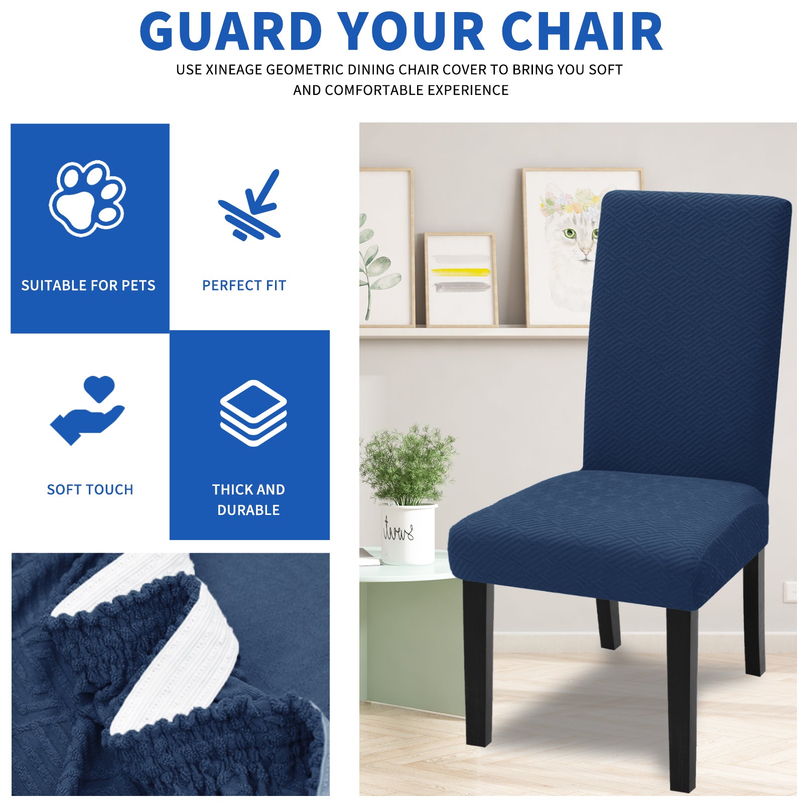 YSTYLE Lot de 4 Housses de Chaise Extensibles Avec Dossier Tissu Doux