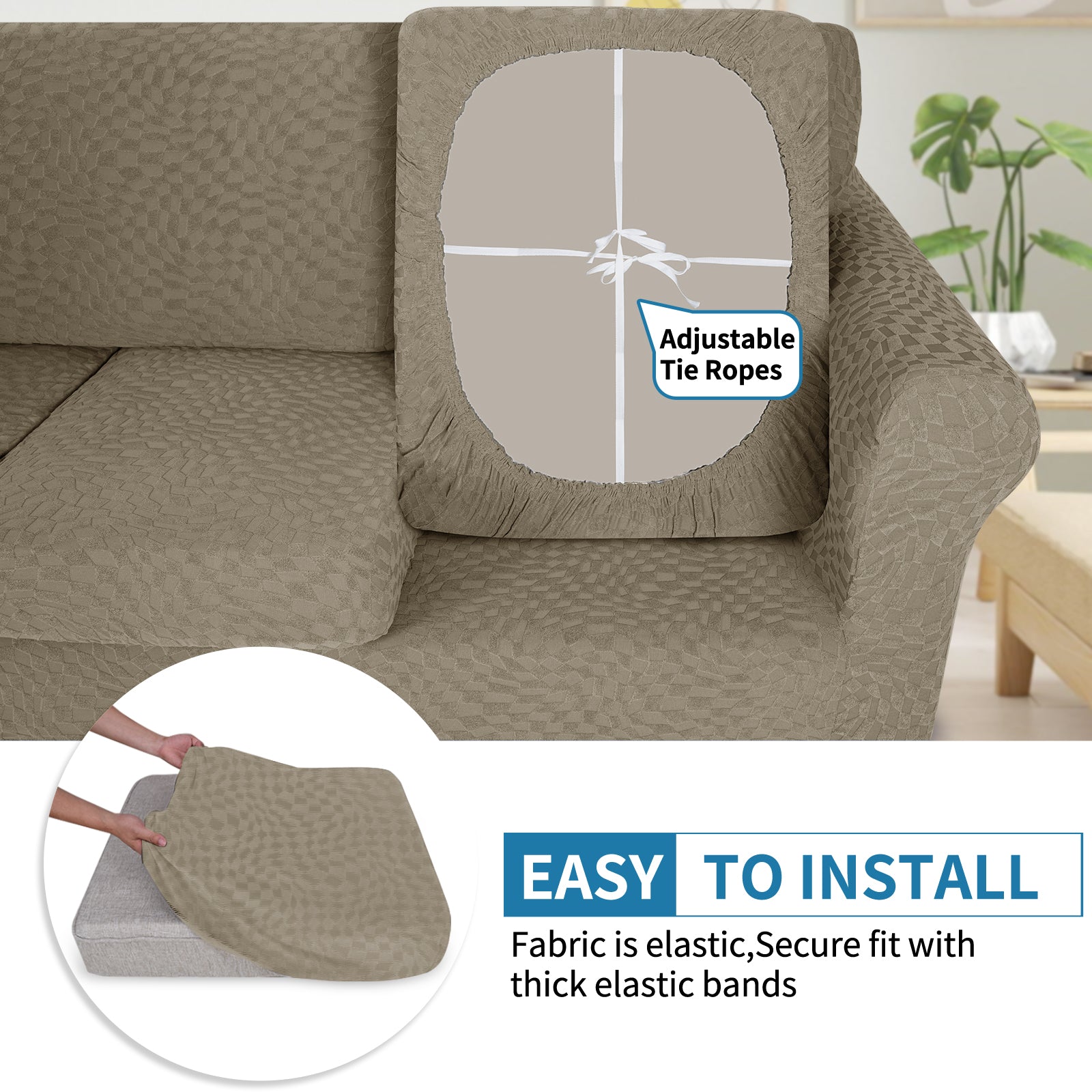 Housse de siège de canapé extensible YSTYLE 1 place géométrique anti-dérapant