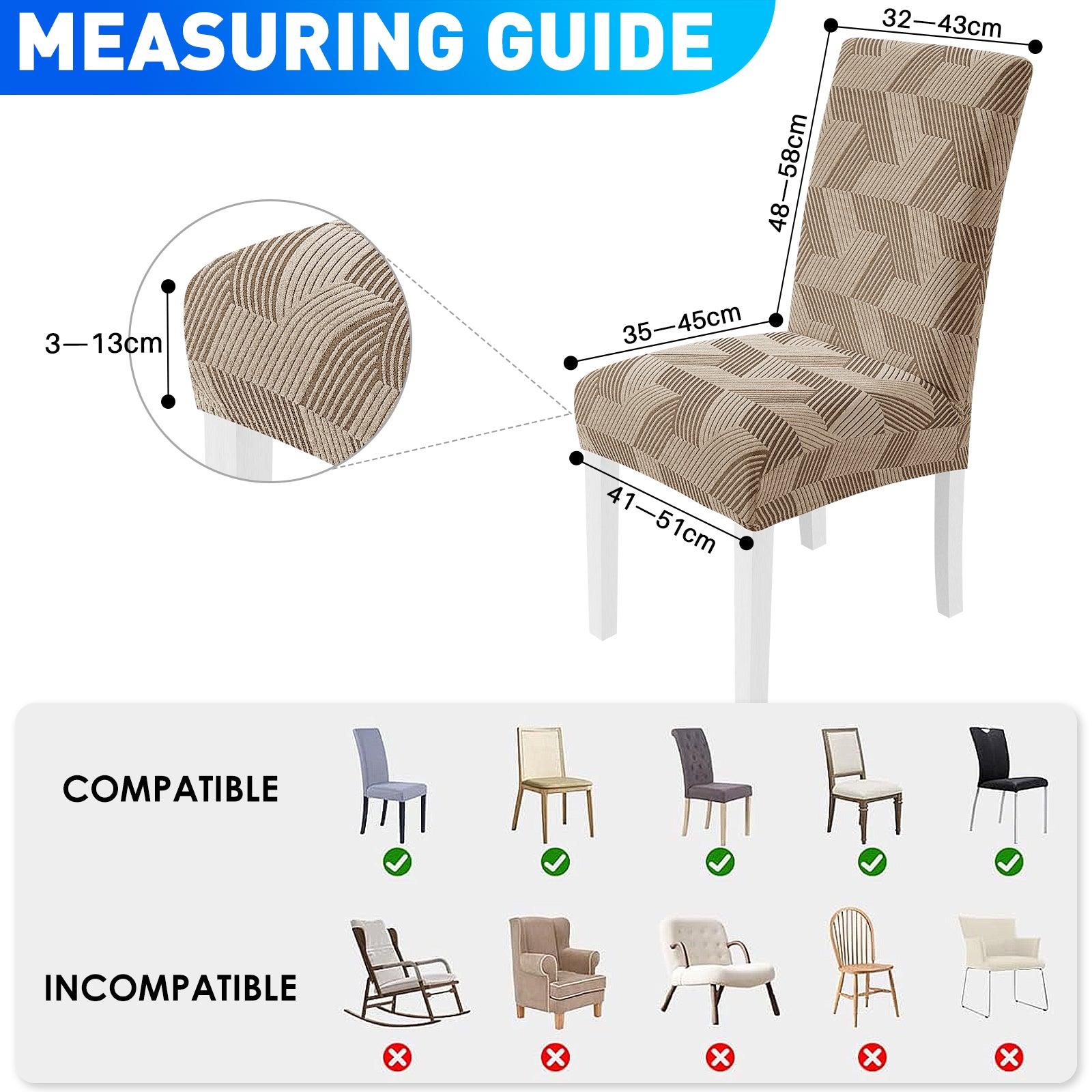 Ystyle 2-Piece Chair Covers with Backrest, Universal Kitchen Chair Covers, Removable Elastic Dining Chair Slipcovers, Stain-Resistant Chair Protectors, Washable, for Kitchen and Living Room