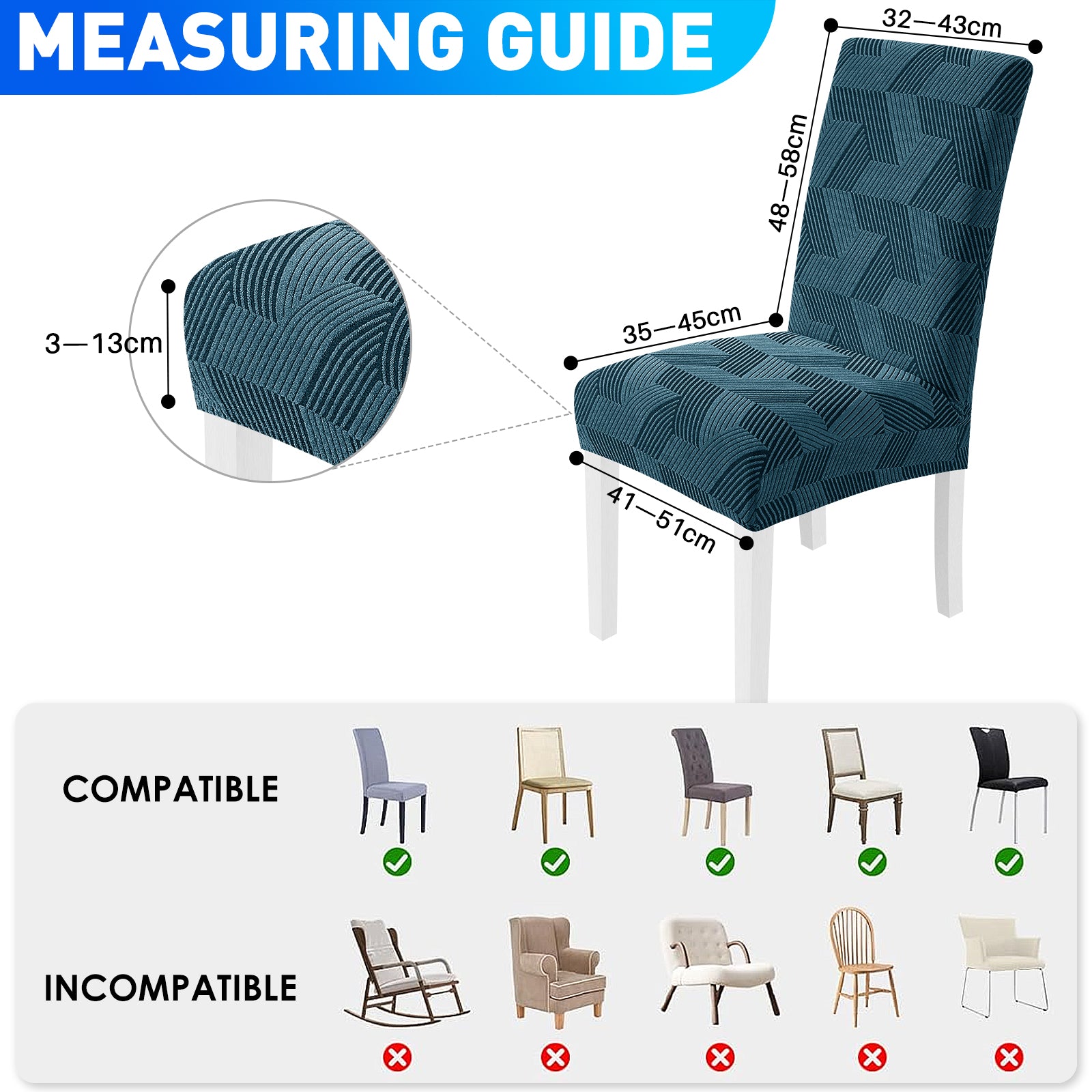 Ystyle 2-Piece Chair Covers with Backrest, Universal Kitchen Chair Covers, Removable Elastic Dining Chair Slipcovers, Stain-Resistant Chair Protectors, Washable, for Kitchen and Living Room