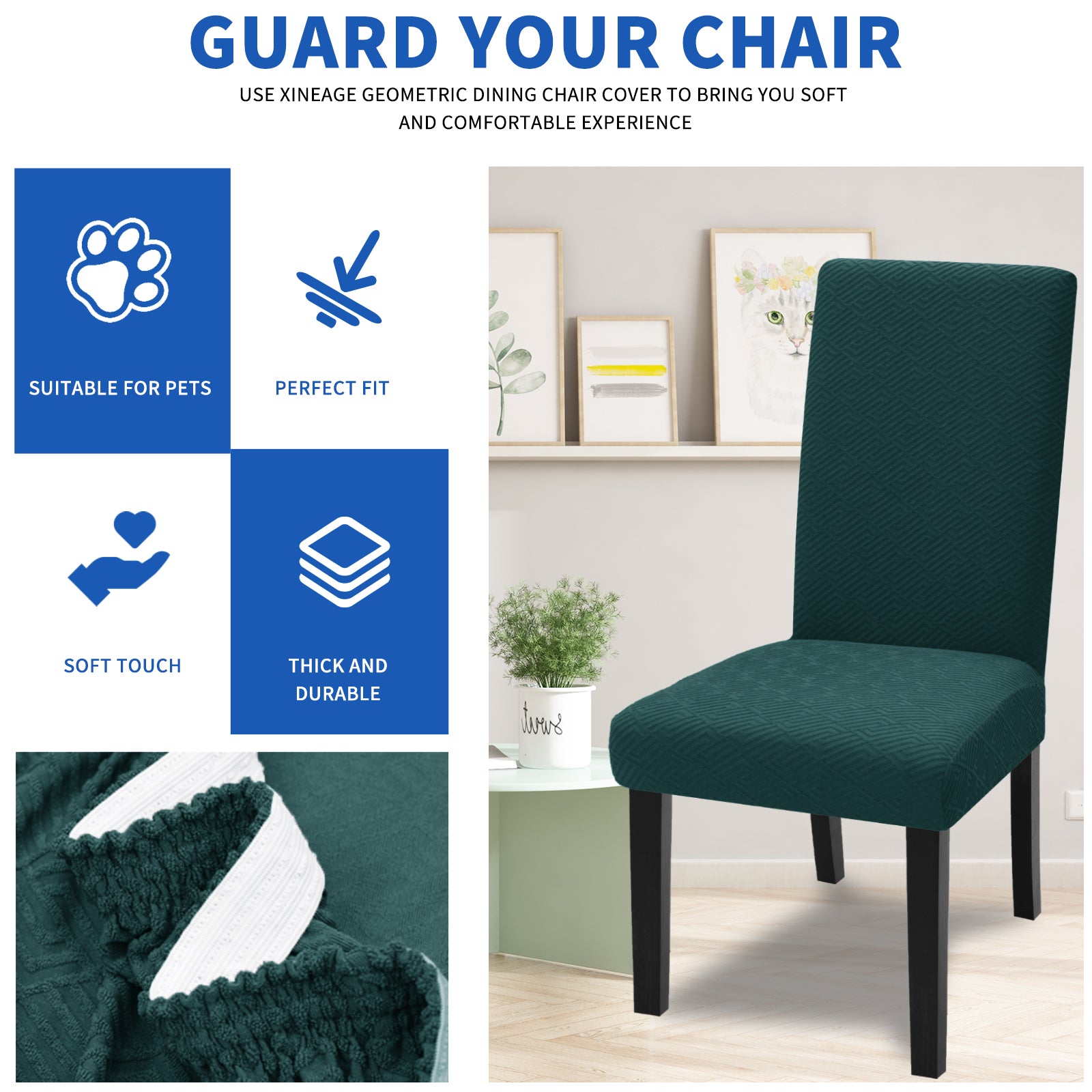 YSTYLE Lot de 4 Housses de Chaise Extensibles Avec Dossier Tissu Doux