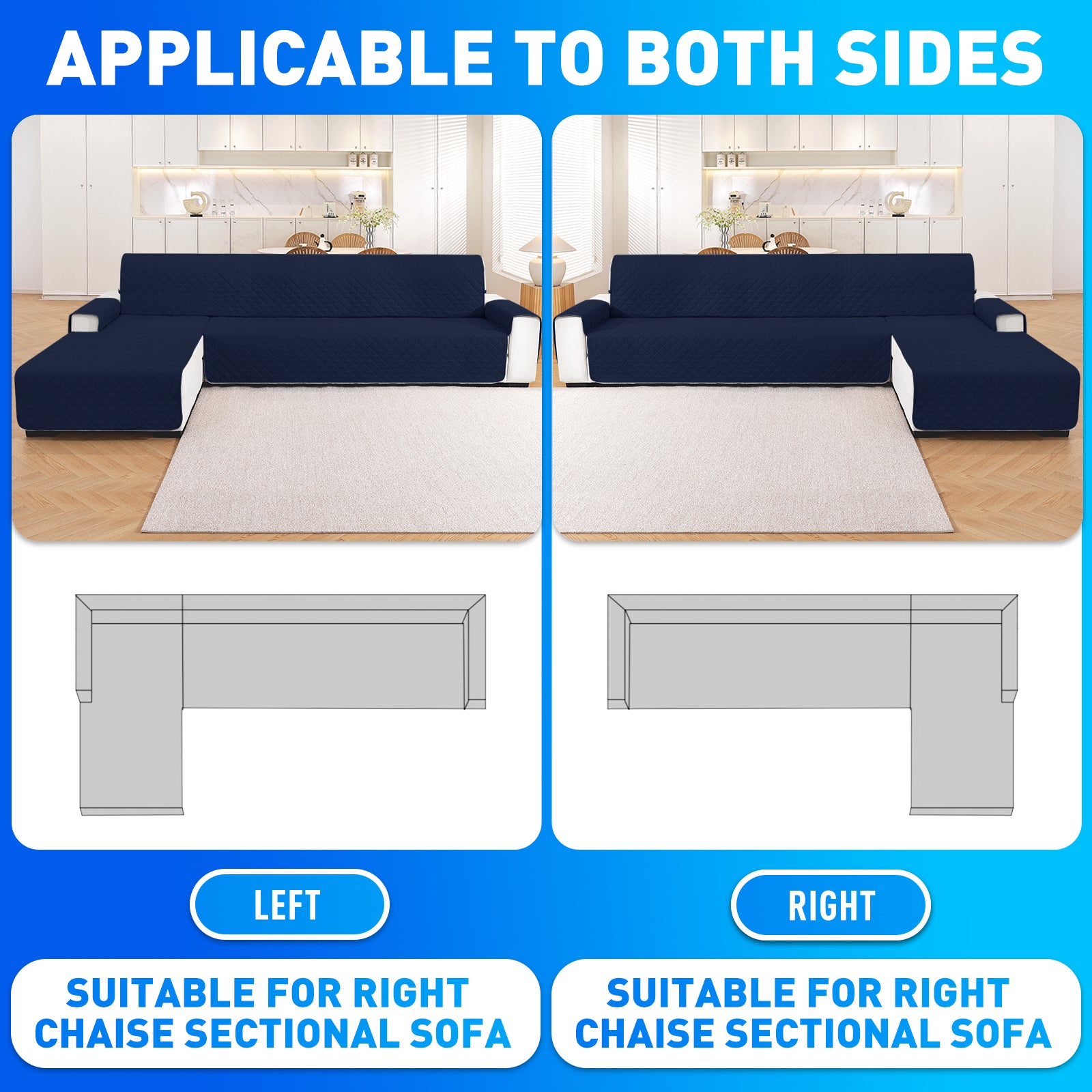 Ystyle Waterproof 3 Seater Corner Sofa Cover Reversible Anti Slip