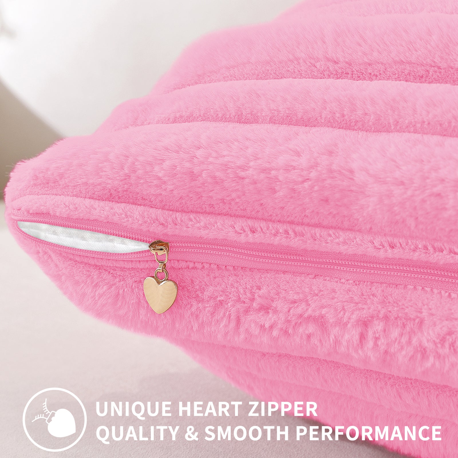 Ystyle Set of 2 Velvet Cushion Cover 50 x 50, Super Soft Striped Cushion Covers, Decoration Cushion Covers with Heart-Shaped Zipper, for Sofa Chair Bed Living Room